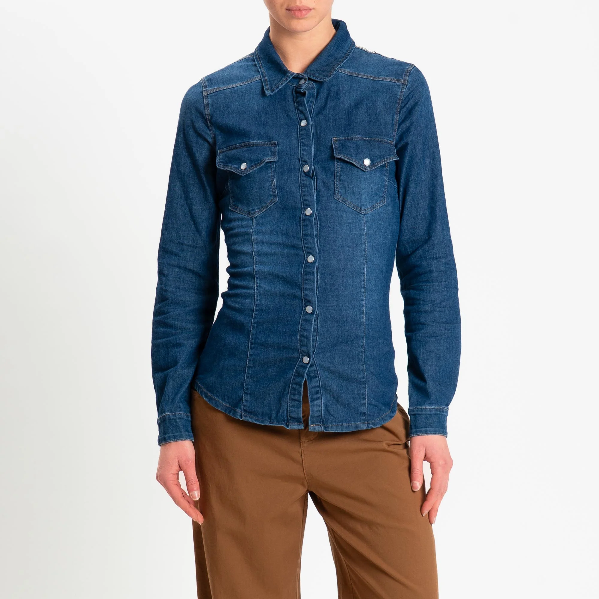 Zeroassoluto-Camicia CAMILLA SUPERSLIM fit tela denim light stretch - denim scuro - Image 2