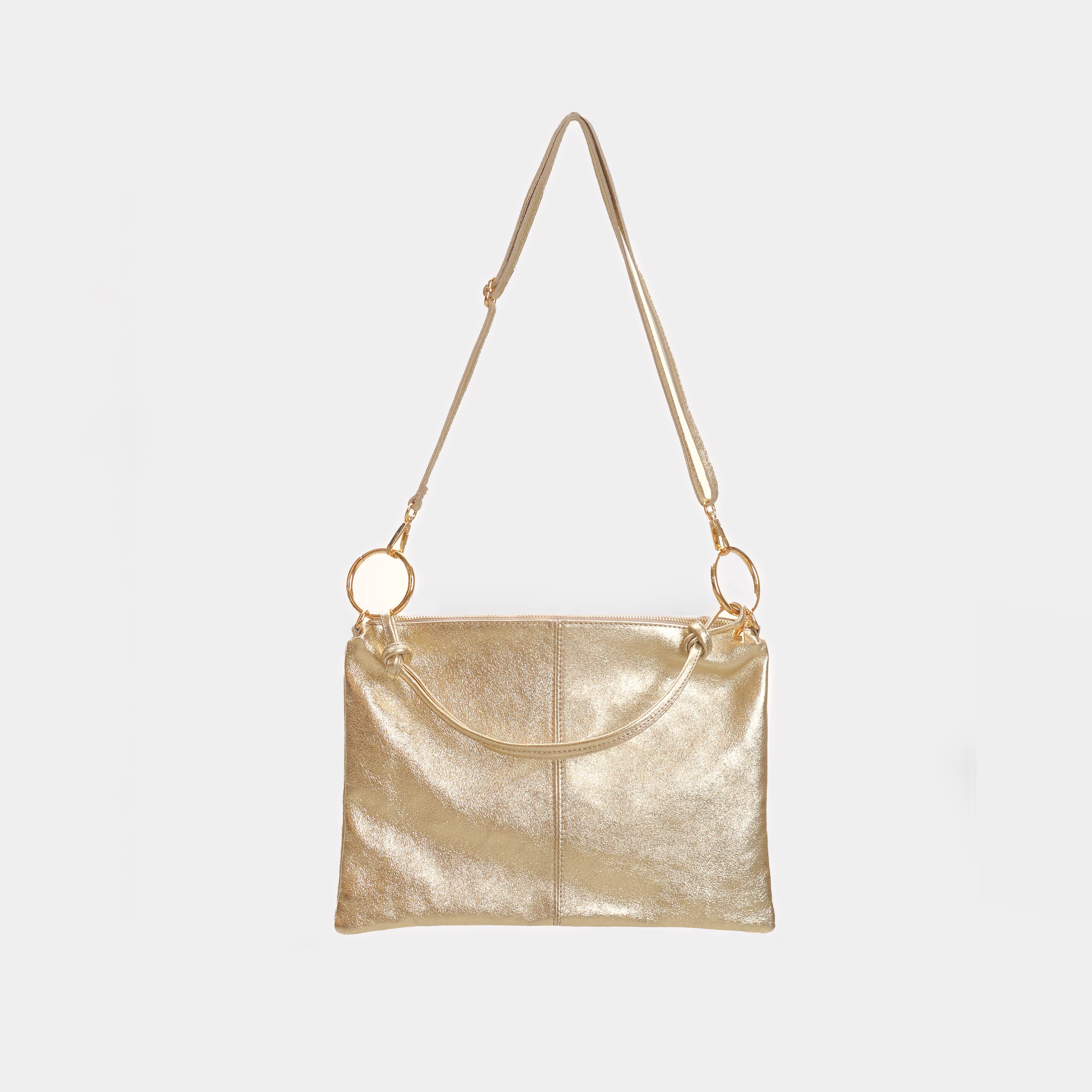 W by Whitemood-Borsa a spalla in pelle laminata - oro - Image 2