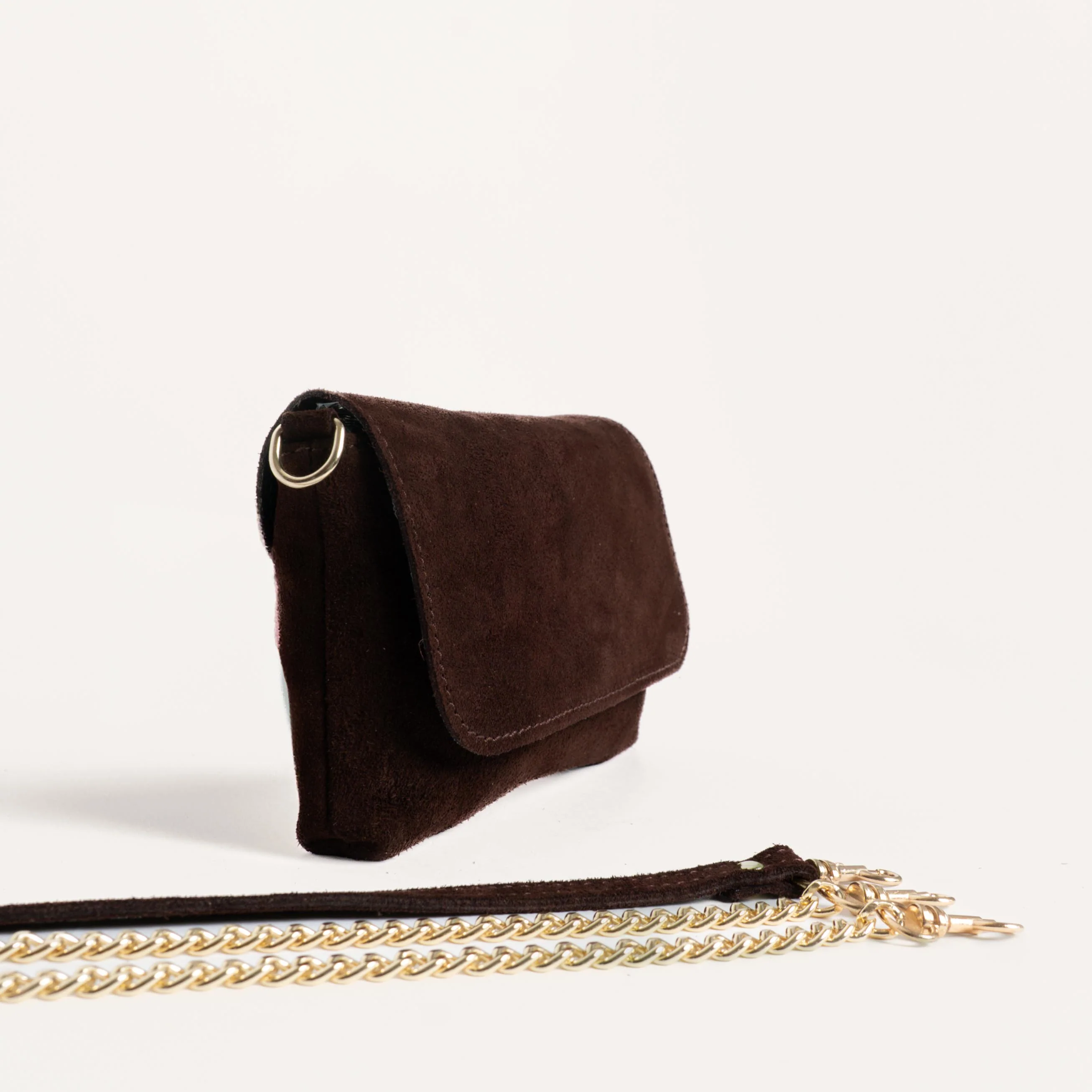 W by white mood-Pochette genuine leather scamoscia - caffe' - Image 3