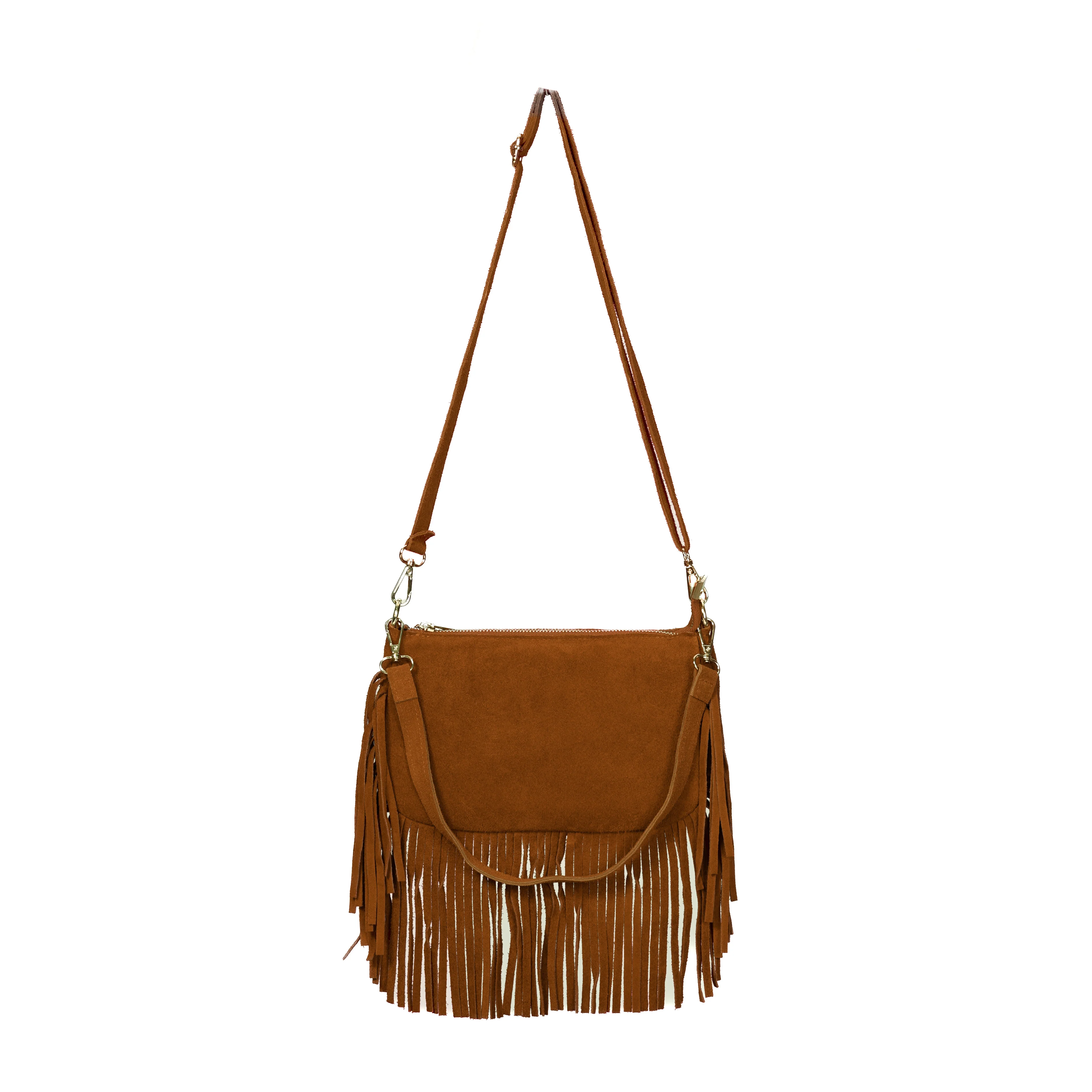 W by Whitemood-Borsa scamosciata con frange - cuoio - Image 2