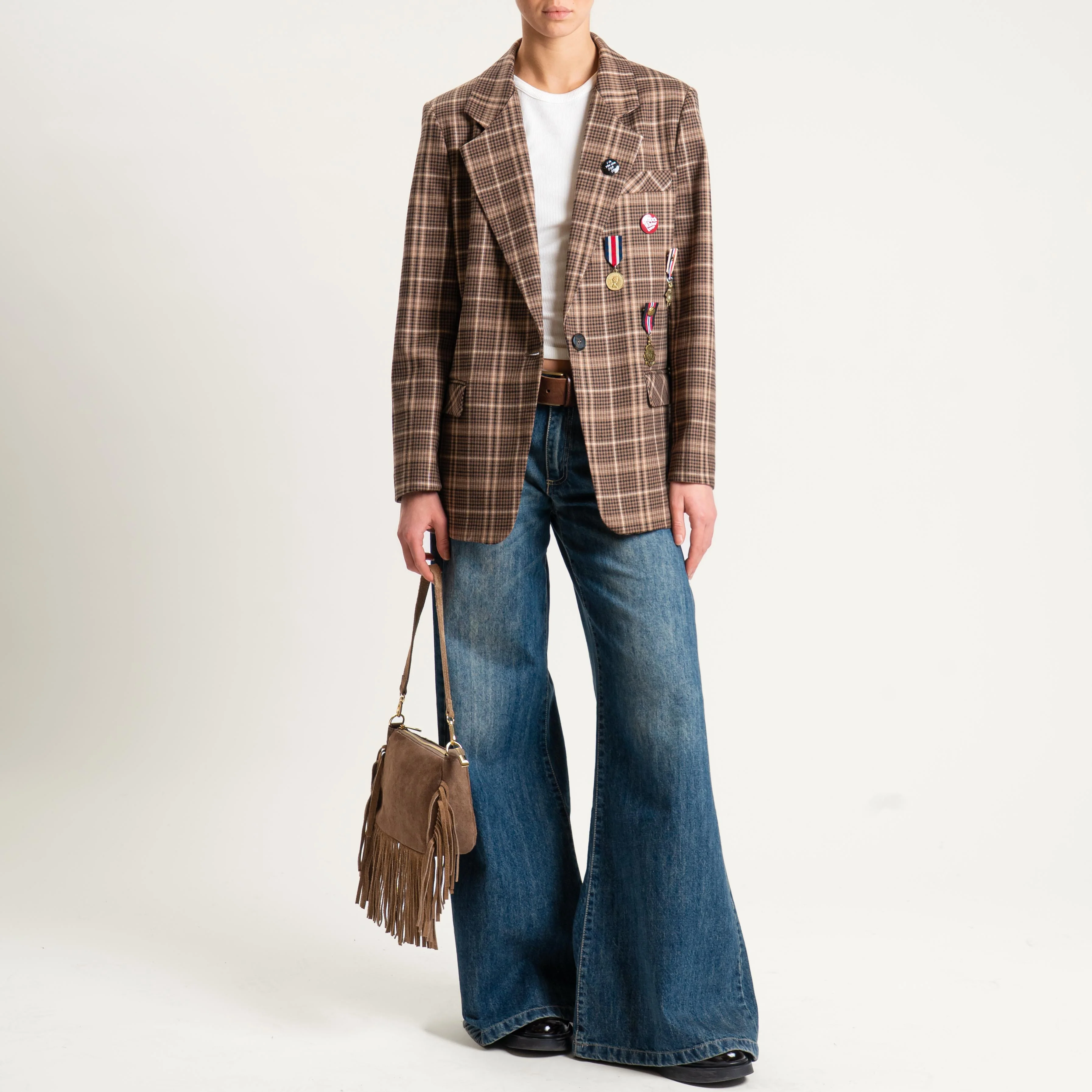 W by Whitemood-Borsa scamosciata con frange - taupe - Image 3