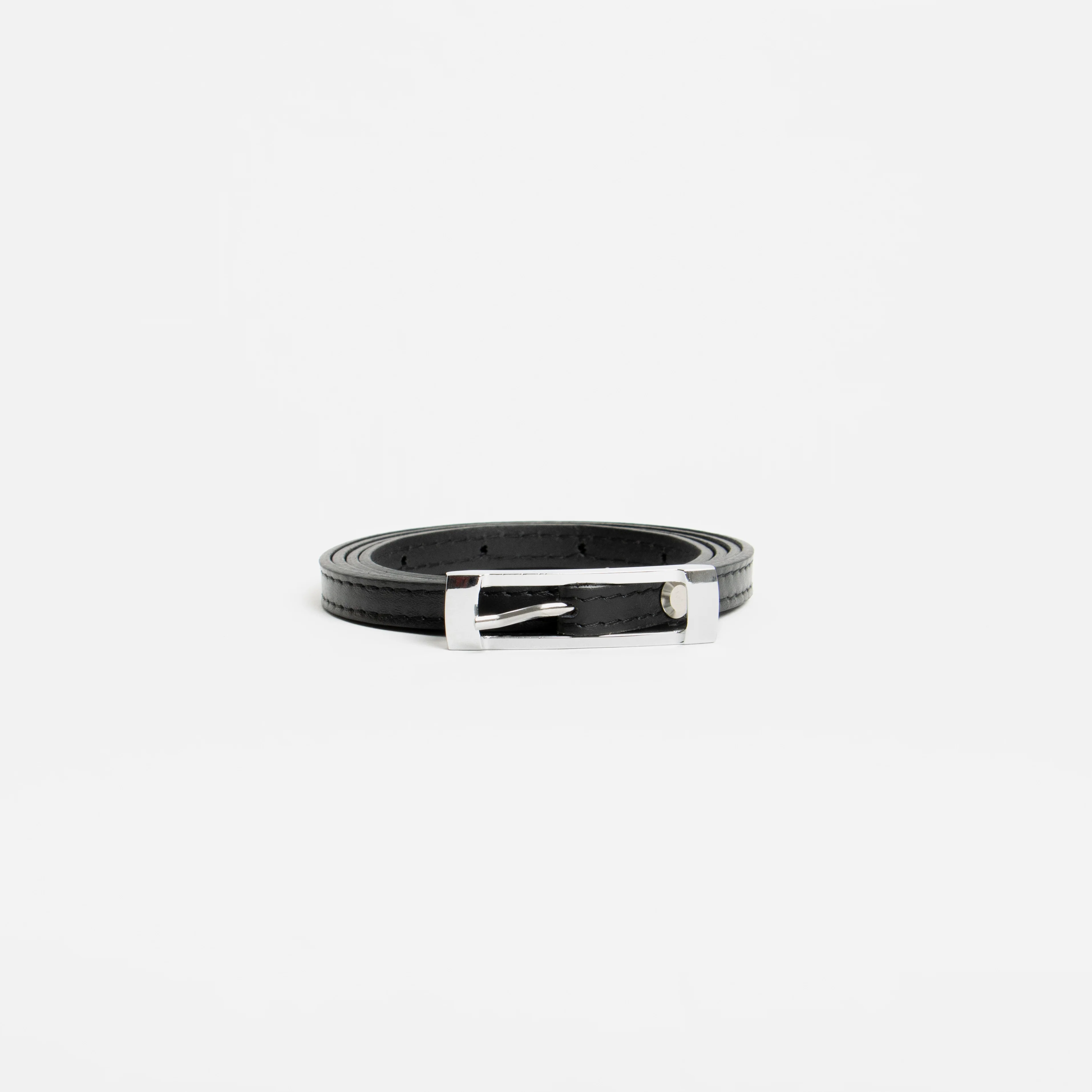 W by Whitemood-Cintura fina genuine leather - Nero