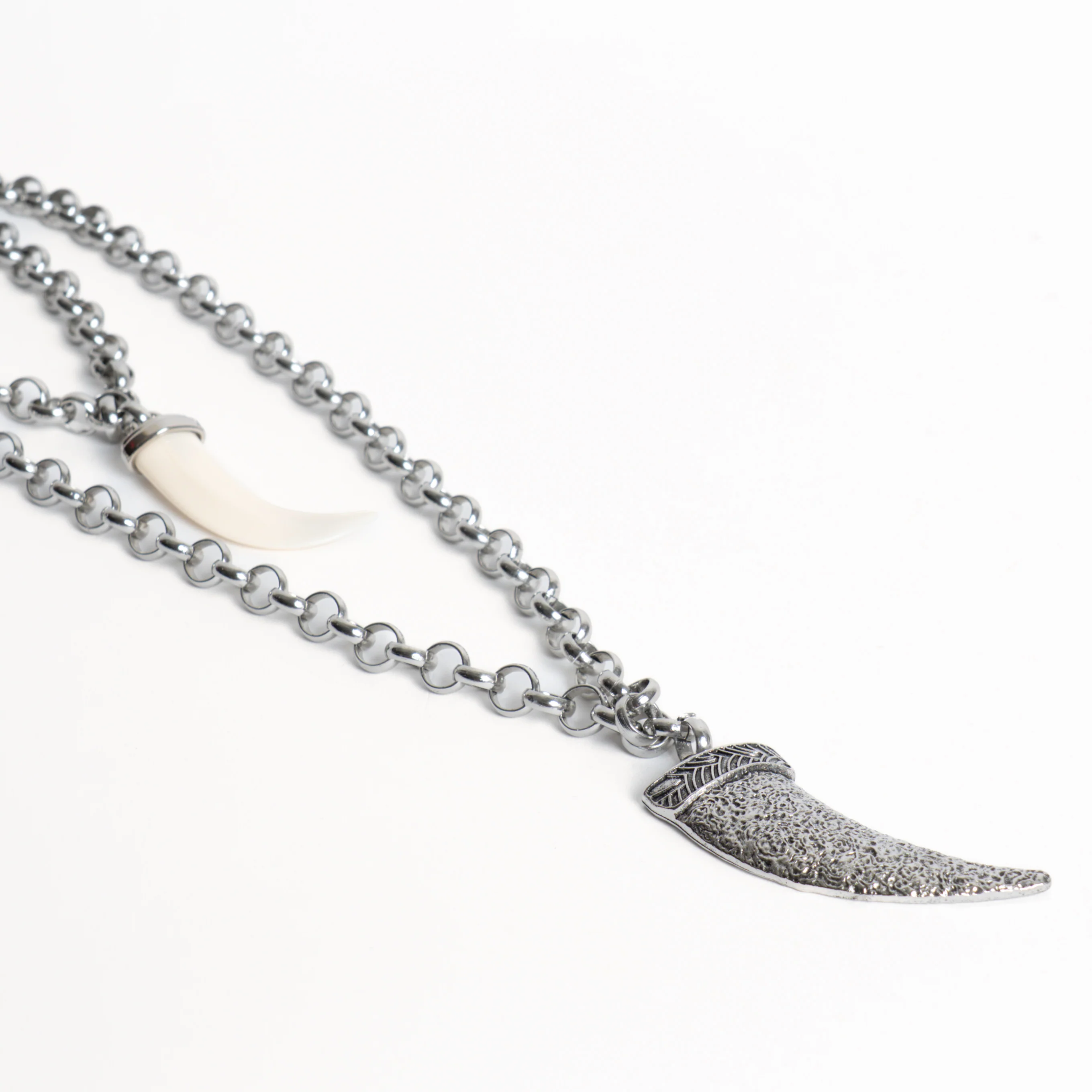 W by Whitemood-Collana doppia catena due corni - silver - Image 2