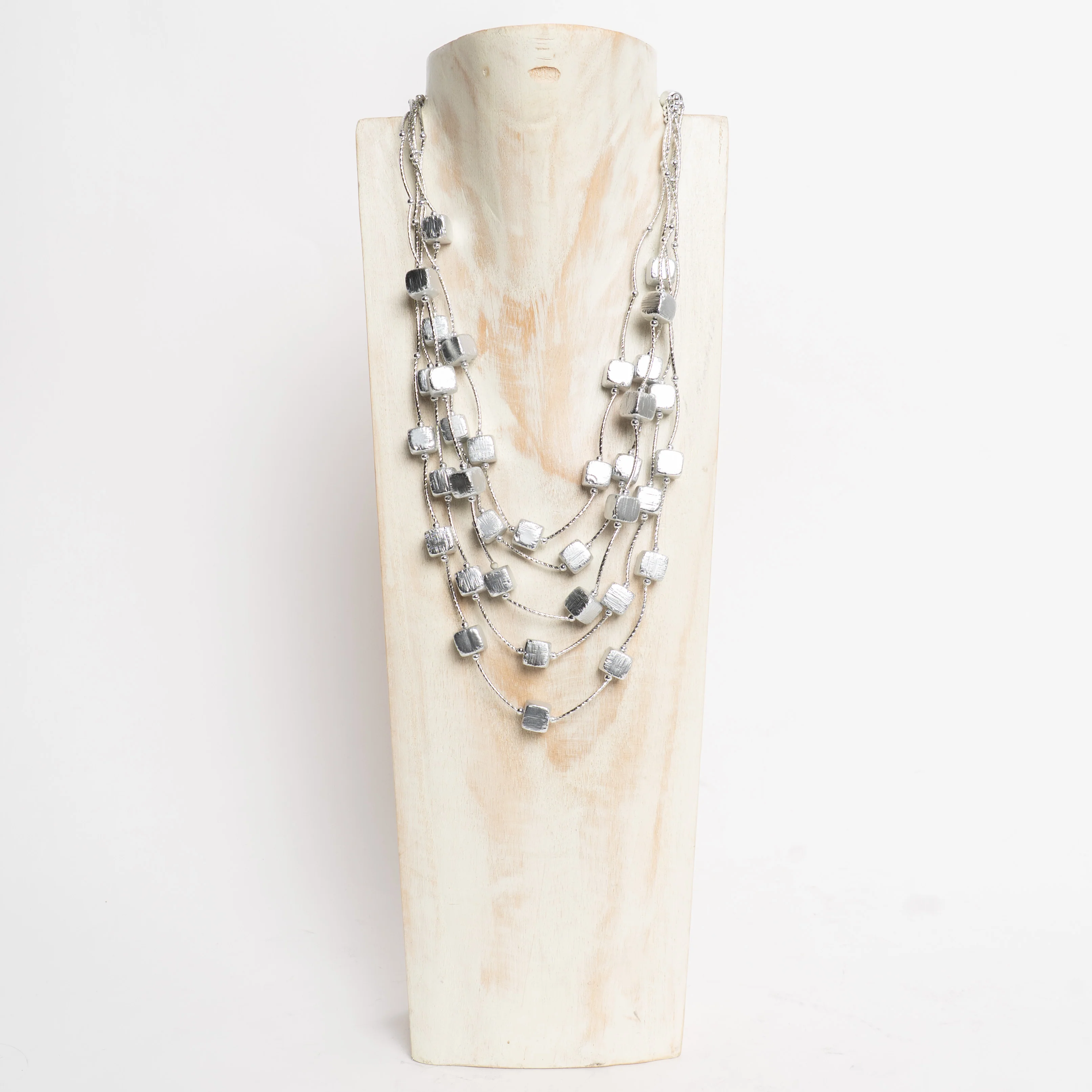 W by Whitemood- Collana multifilo cubi - silver