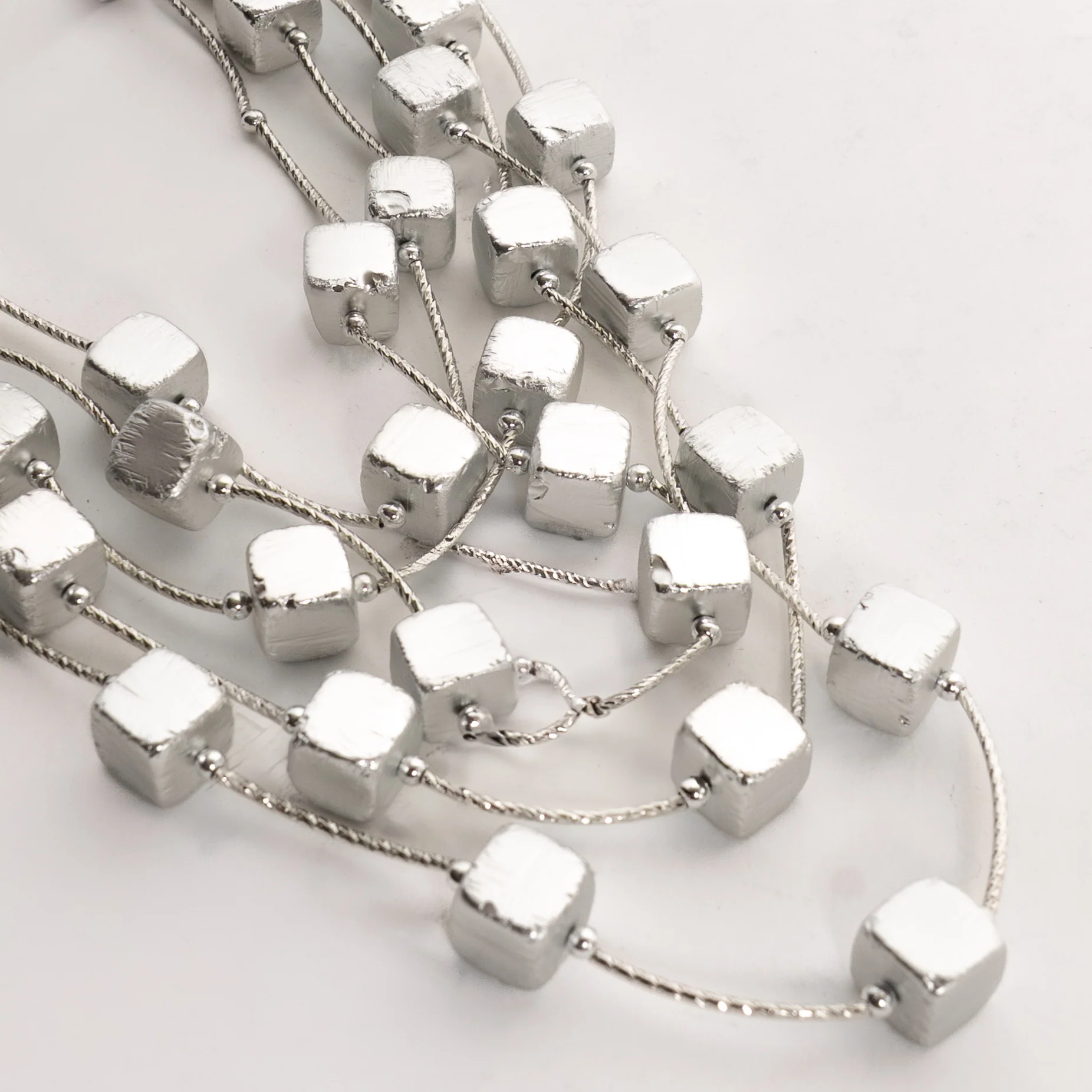 W by Whitemood- Collana multifilo cubi - silver - Image 2