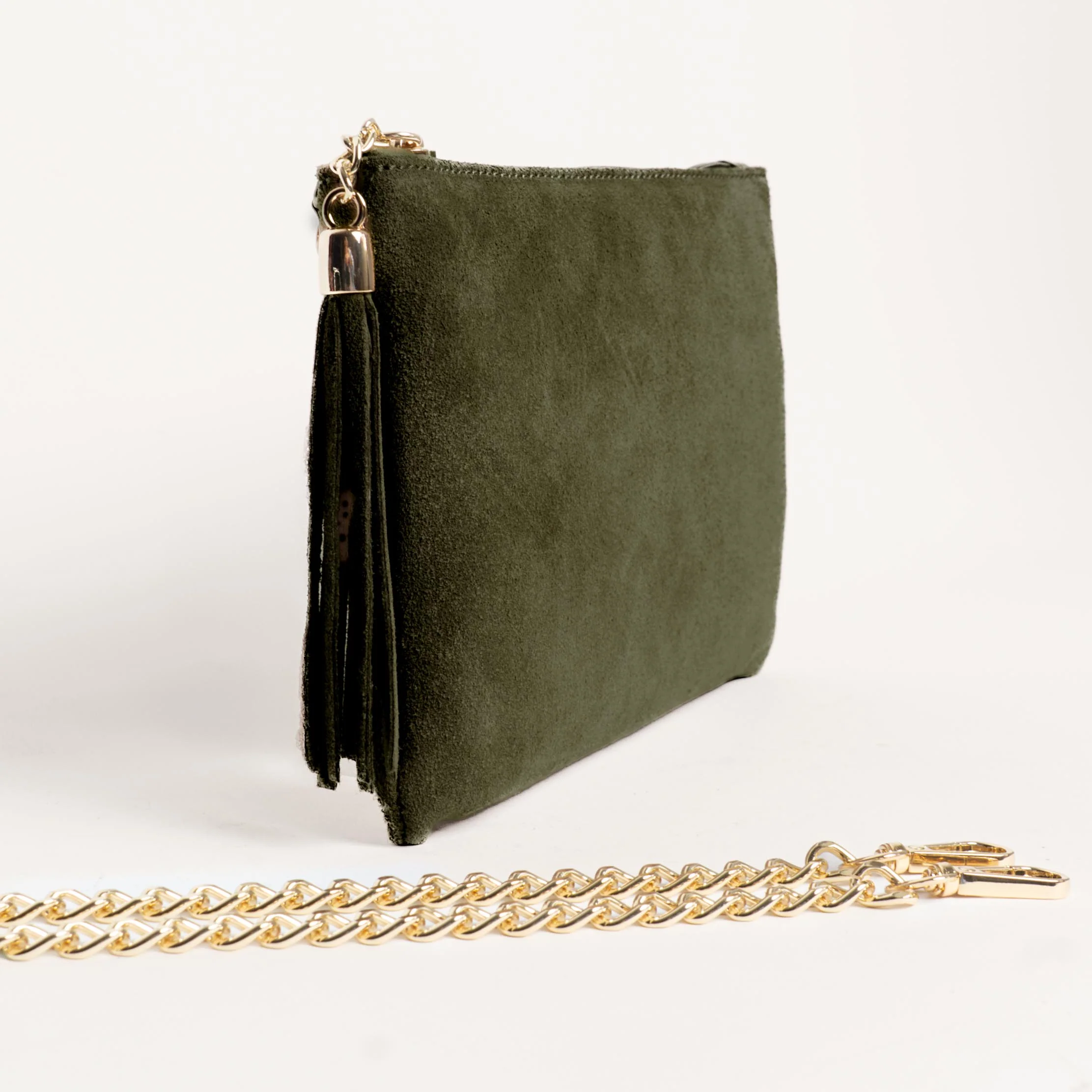 W by whitemood-Pochette con nappine scamosciata - militare - Image 2
