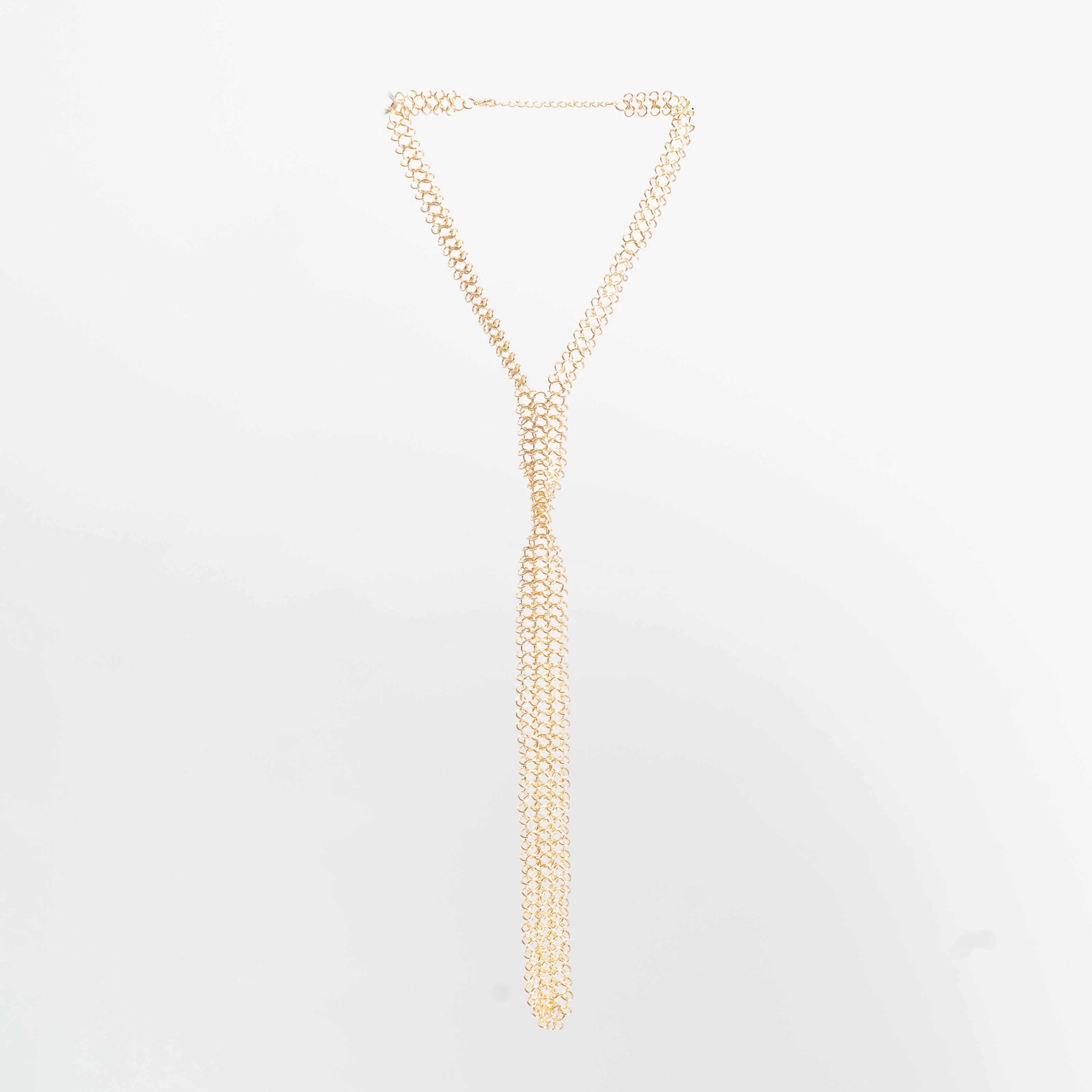W by Whitemood-Collana cravatta in maglia - gold