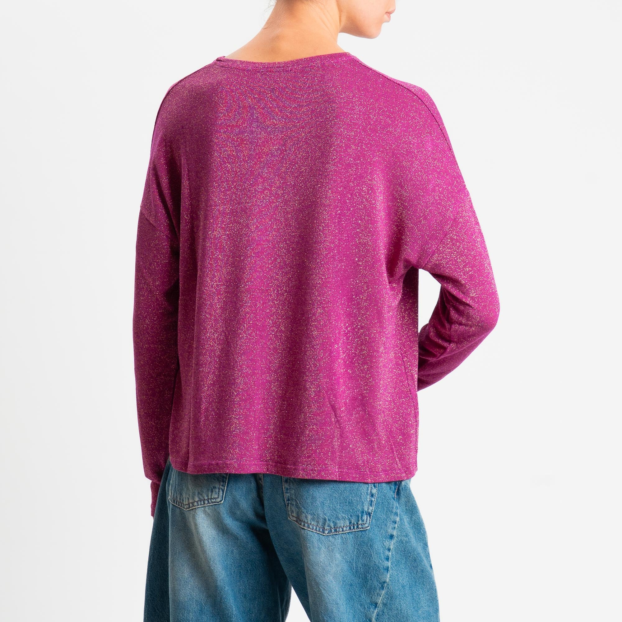 Zeroassoluto-T-shirt girocollo a scatola con lurex - ametista - Image 3