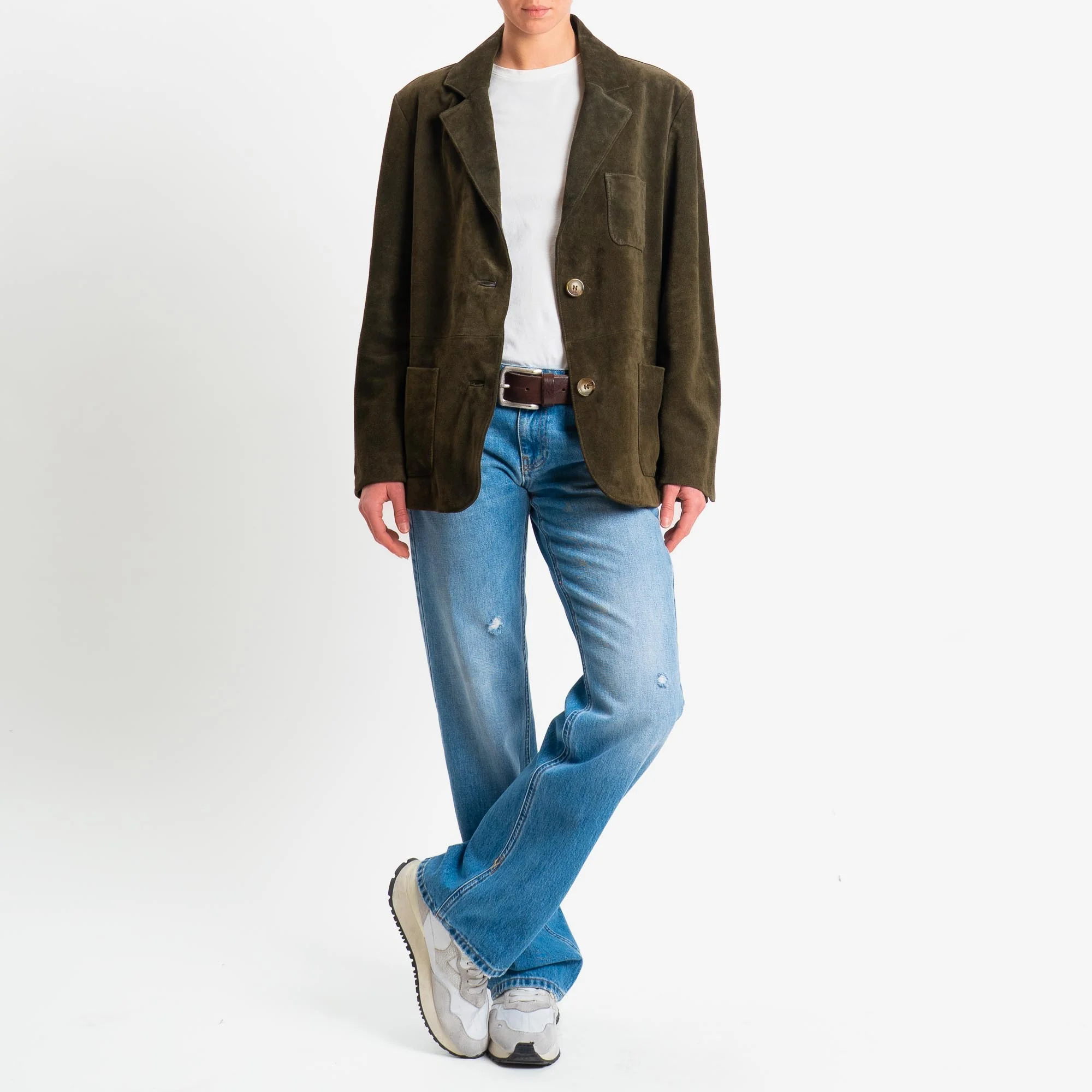 Vicolo-Giacca scamosciata100% genuine leather - militare