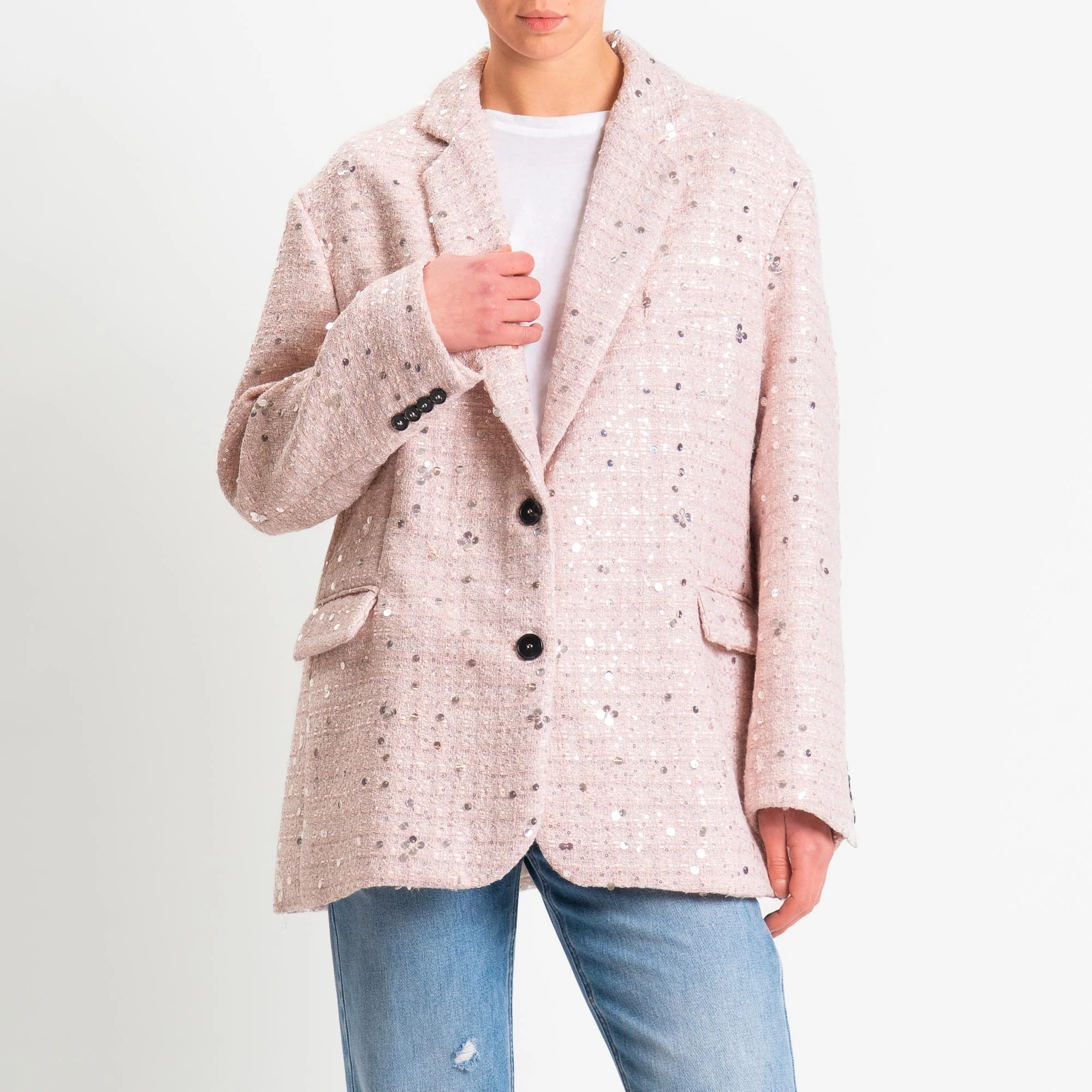 Vicolo-Giacca bouclé con paillettes - rosa - Image 2