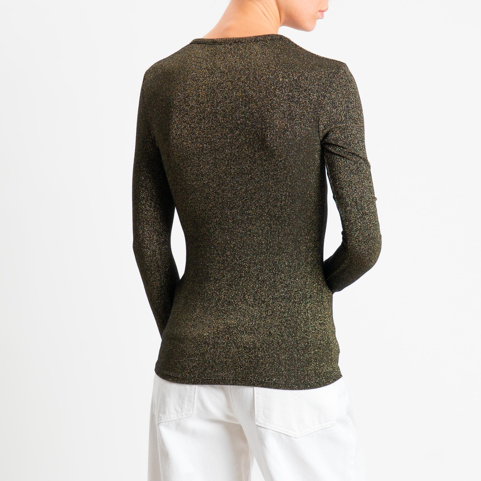 Zeroassoluto-T-shirt scollo v con lurex - nero - Image 3
