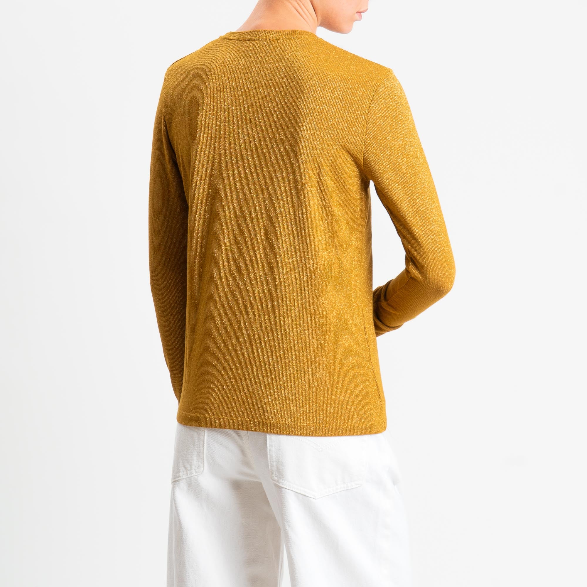 Zeroassoluto-T-shirt girocollo con lurex - Senape - Image 3