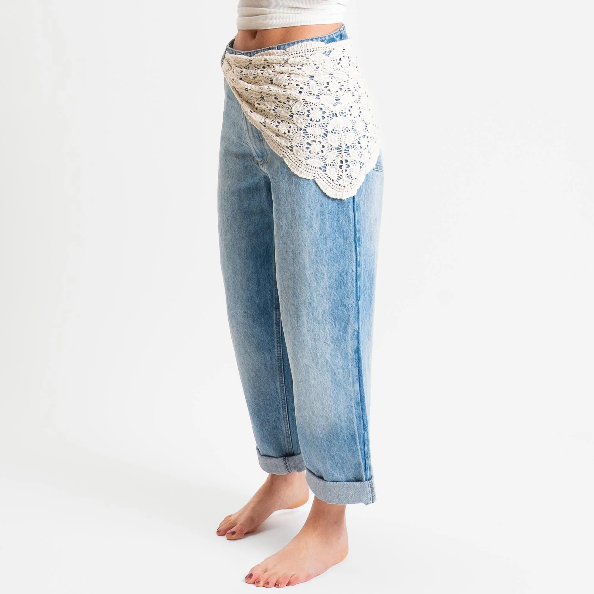 Tensione in-Jeans boyfriend con accessorio in crochet - denim - Image 4