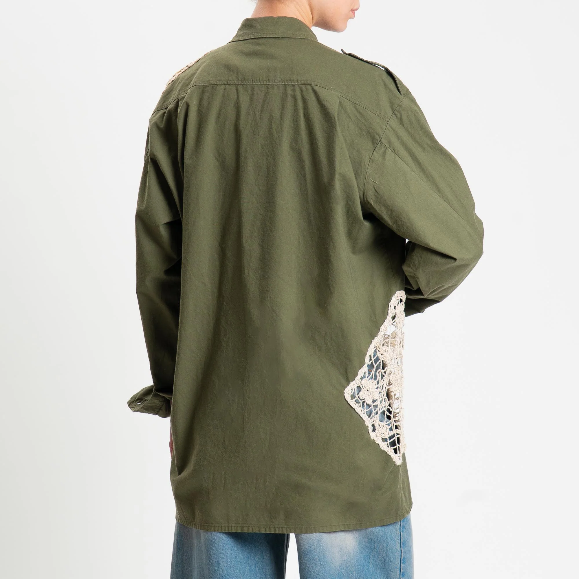 Tensione in-Camicia vintage con crochet - militare/burro - Image 4