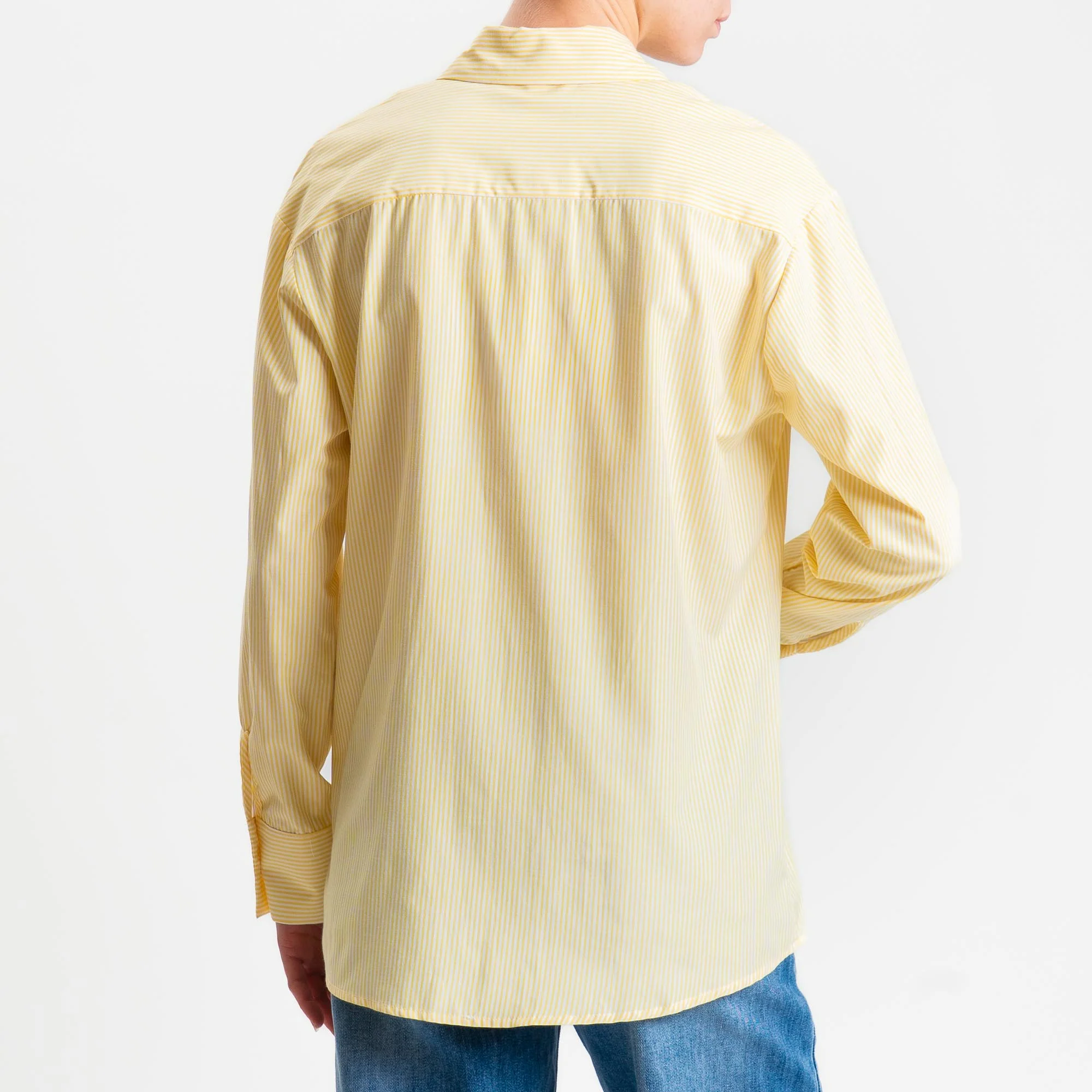 Tensione in-Camicia in cotone - righe fine giallo/bianco - Image 3