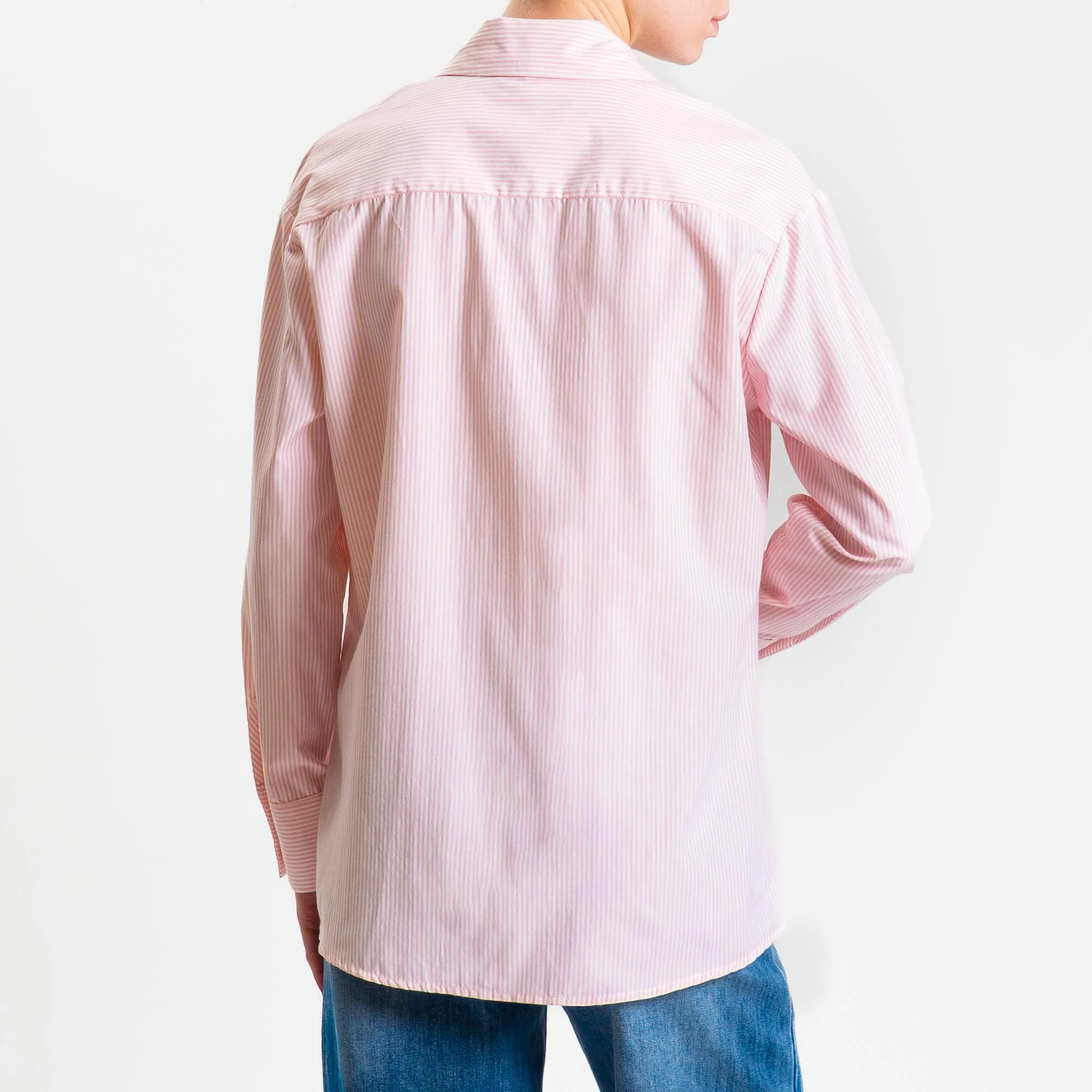 Tensione in-Camicia in cotone - righe fine rosa/bianco - Image 3