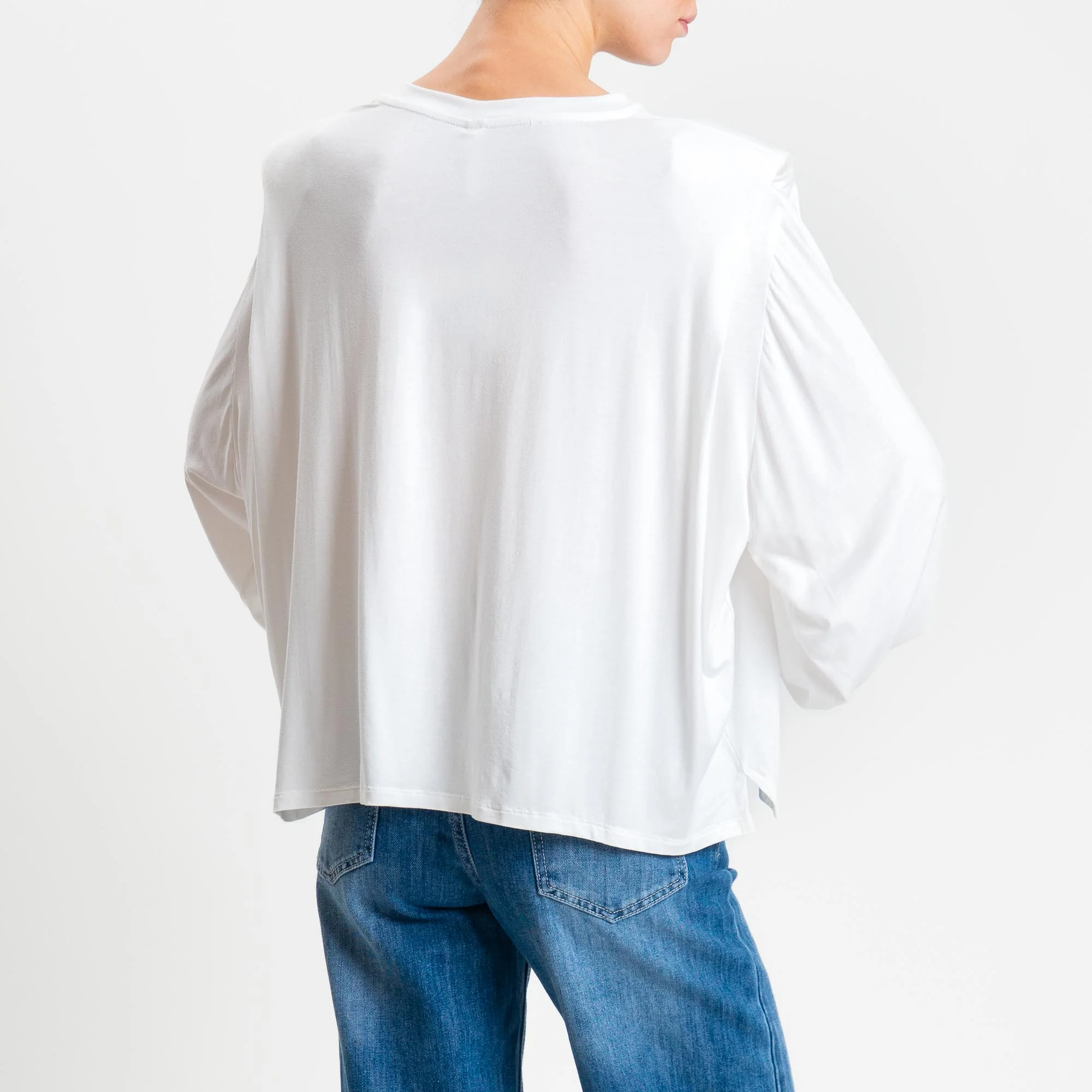 Tensione in-T-shirt in jersey di viscosa elasticizzato con spalline - panna - Image 3