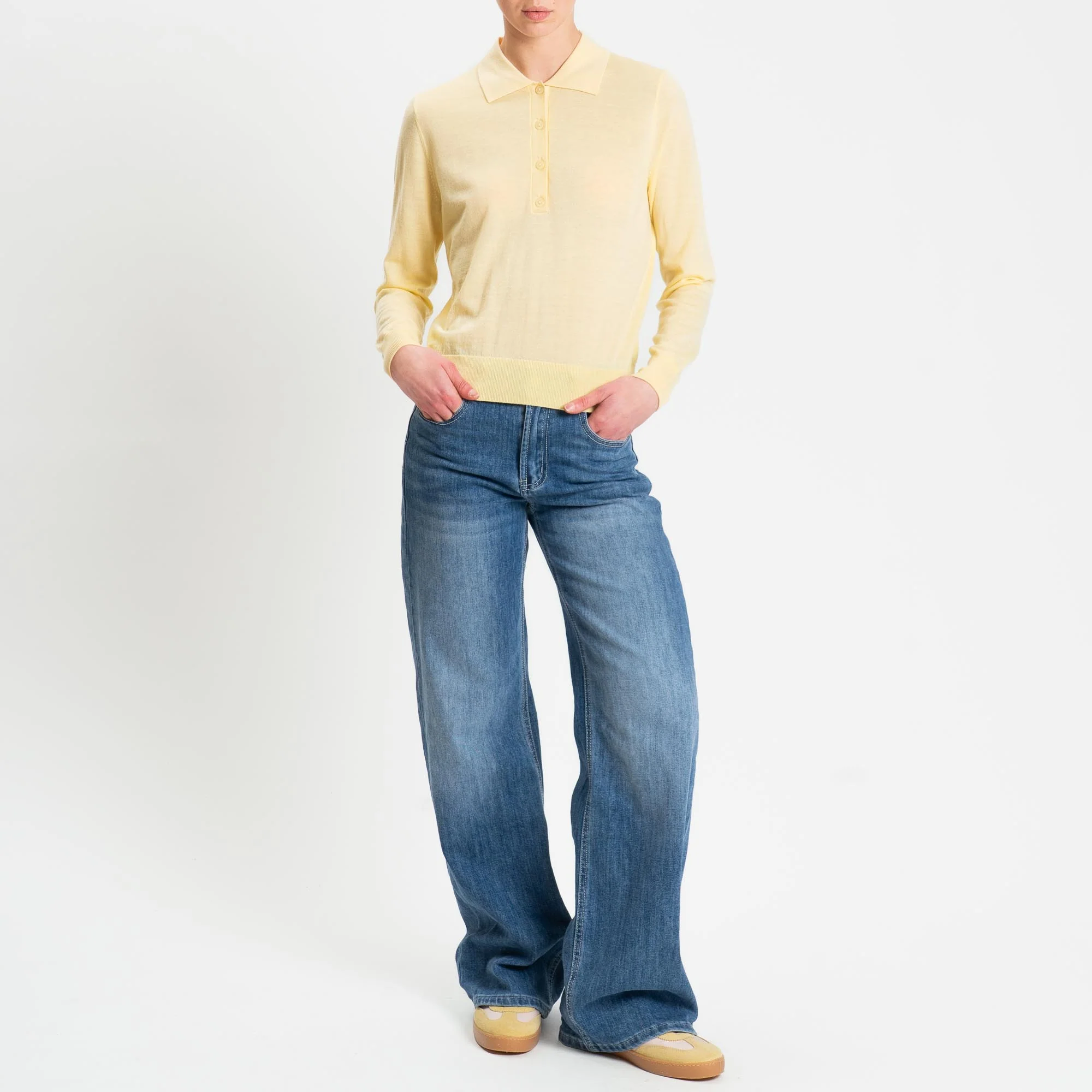 Tensione in-Maglia polo 100% LANA MERINO - giallo