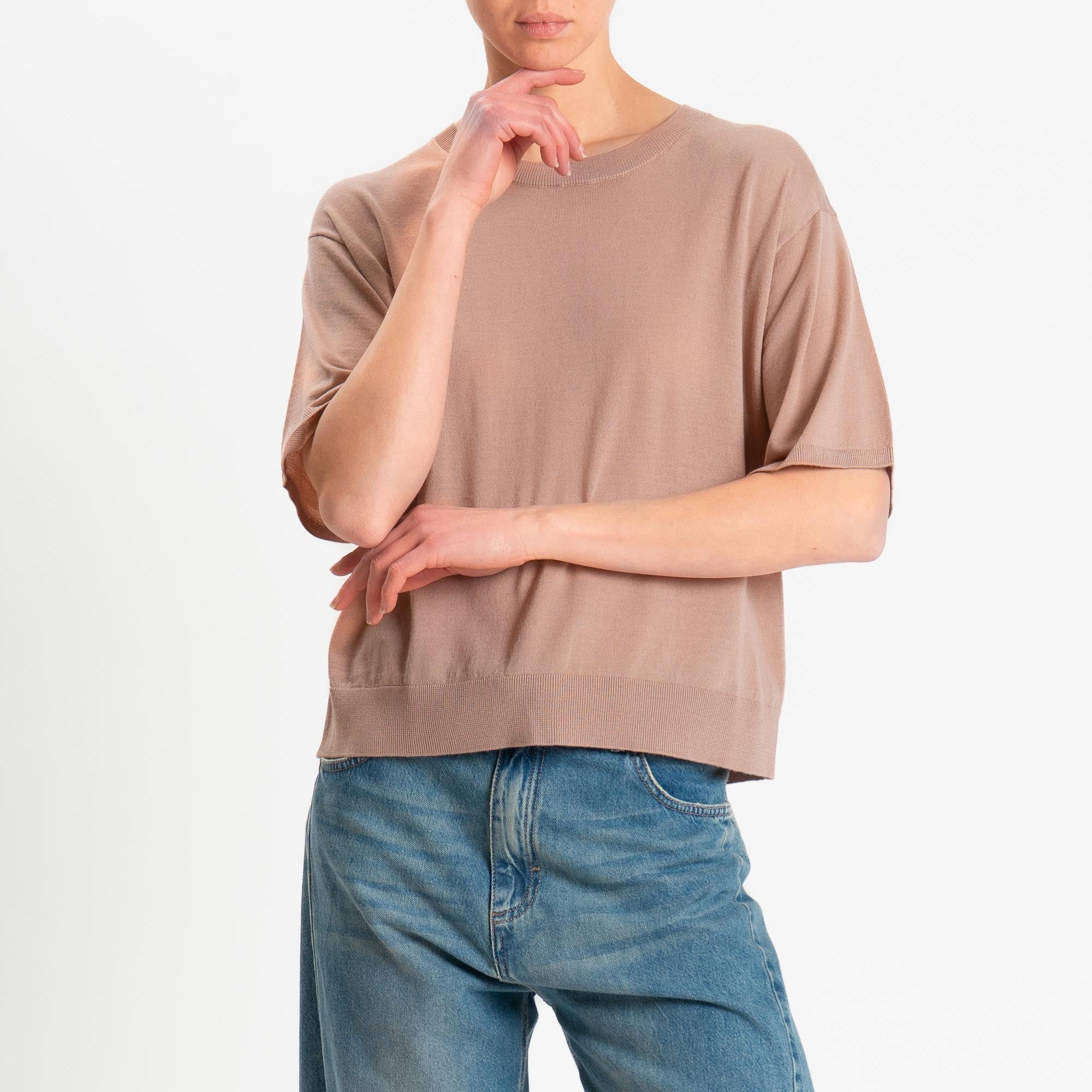 Motel-Maglia mezza manica 100% LANA MERINO - rosa - Image 2
