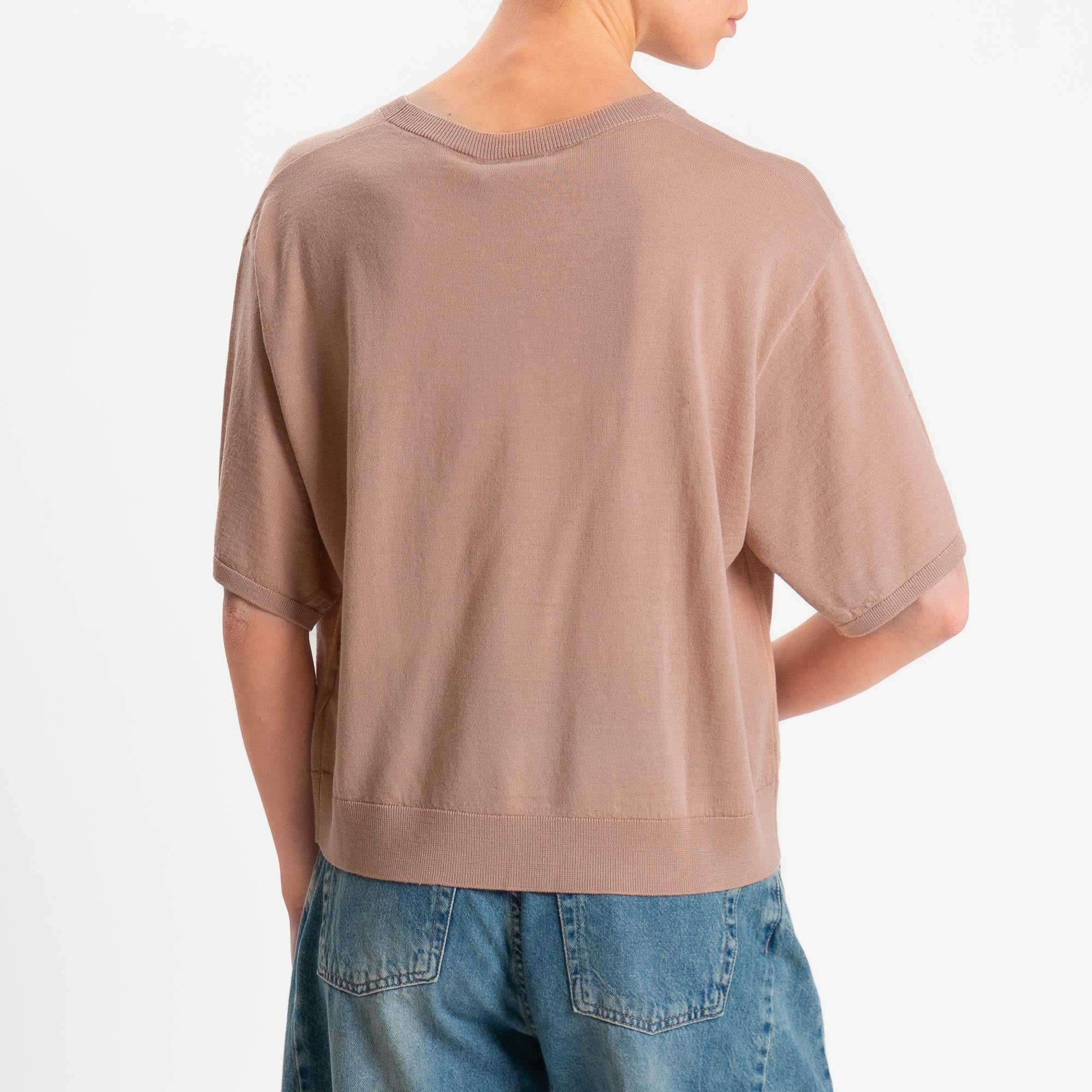 Motel-Maglia mezza manica 100% LANA MERINO - rosa - Image 3