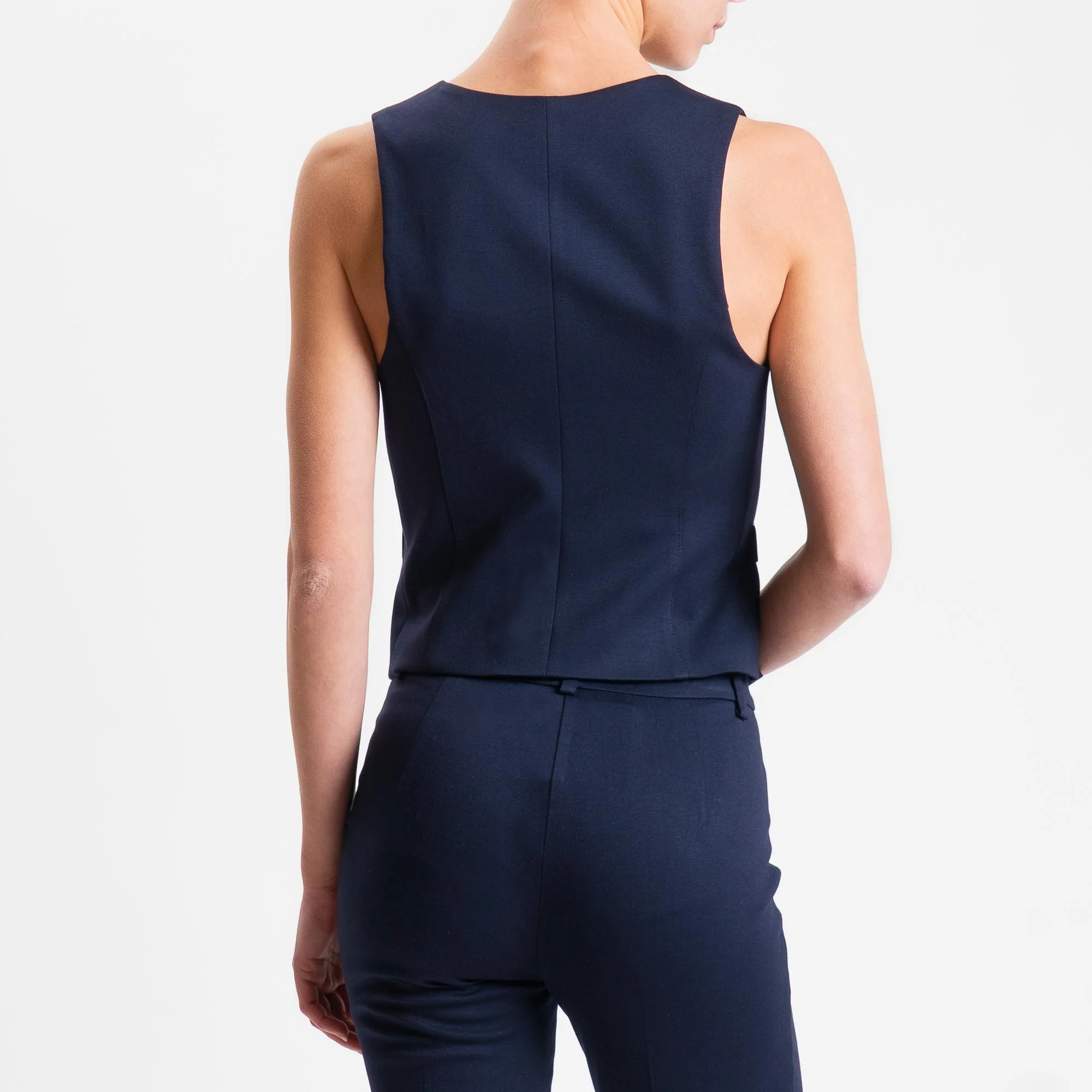 Vicolo-Gilet tre bottoni punto milano - blu - Image 6