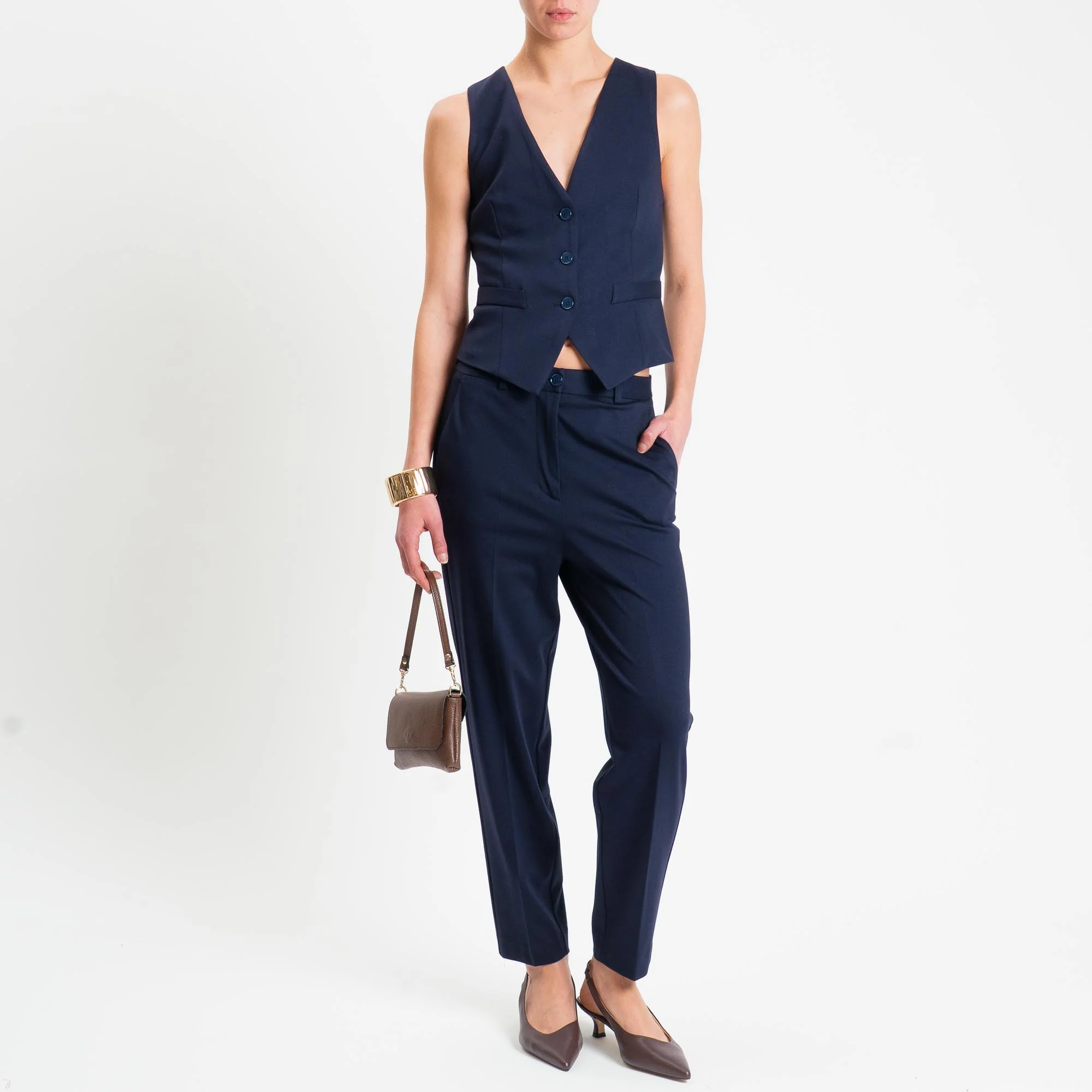 Vicolo-Pantalone punto milano elastico dietro - blu