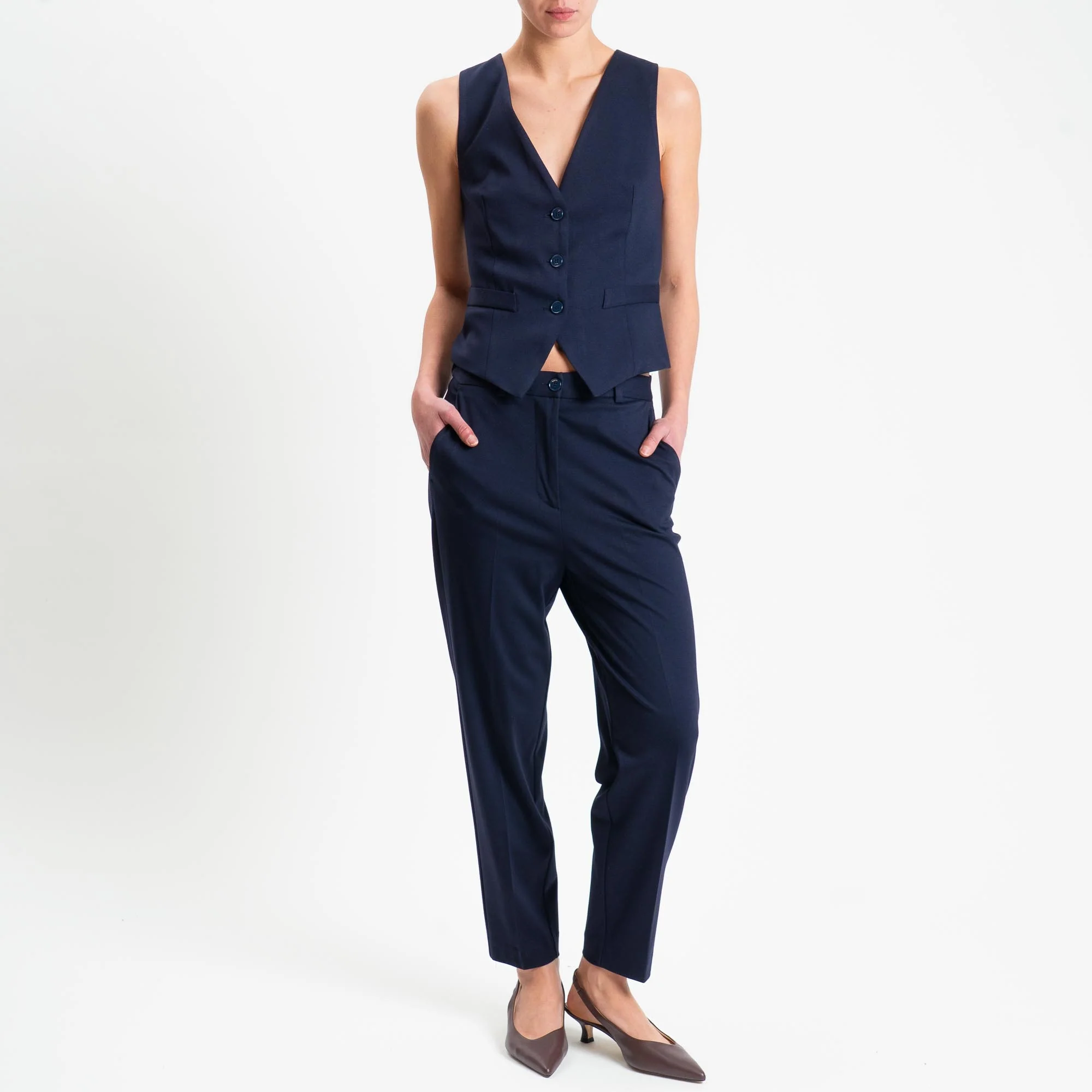 Vicolo-Pantalone punto milano elastico dietro - blu - Image 5