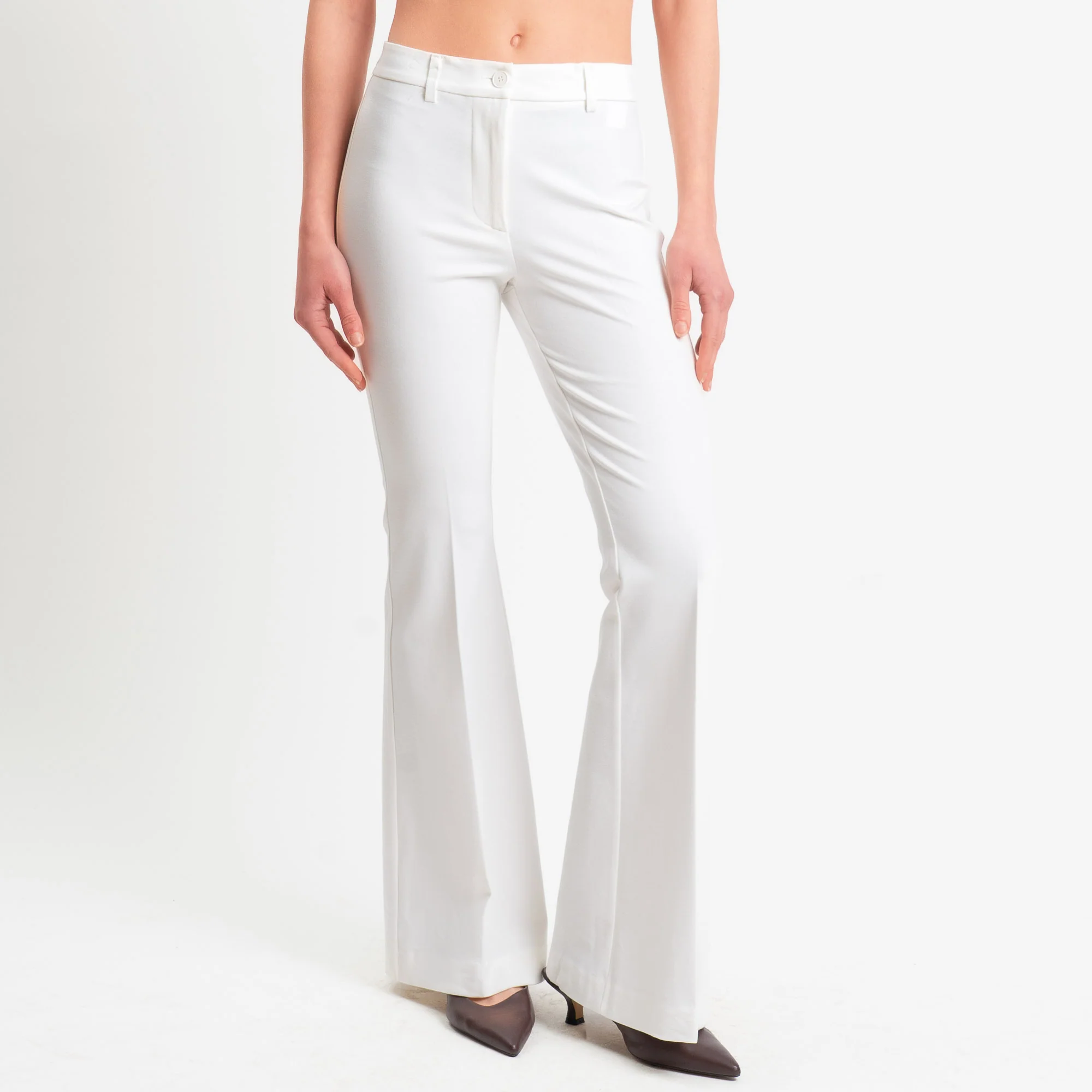 Vicolo-Pantalone bootcut punto milano - panna - Image 2