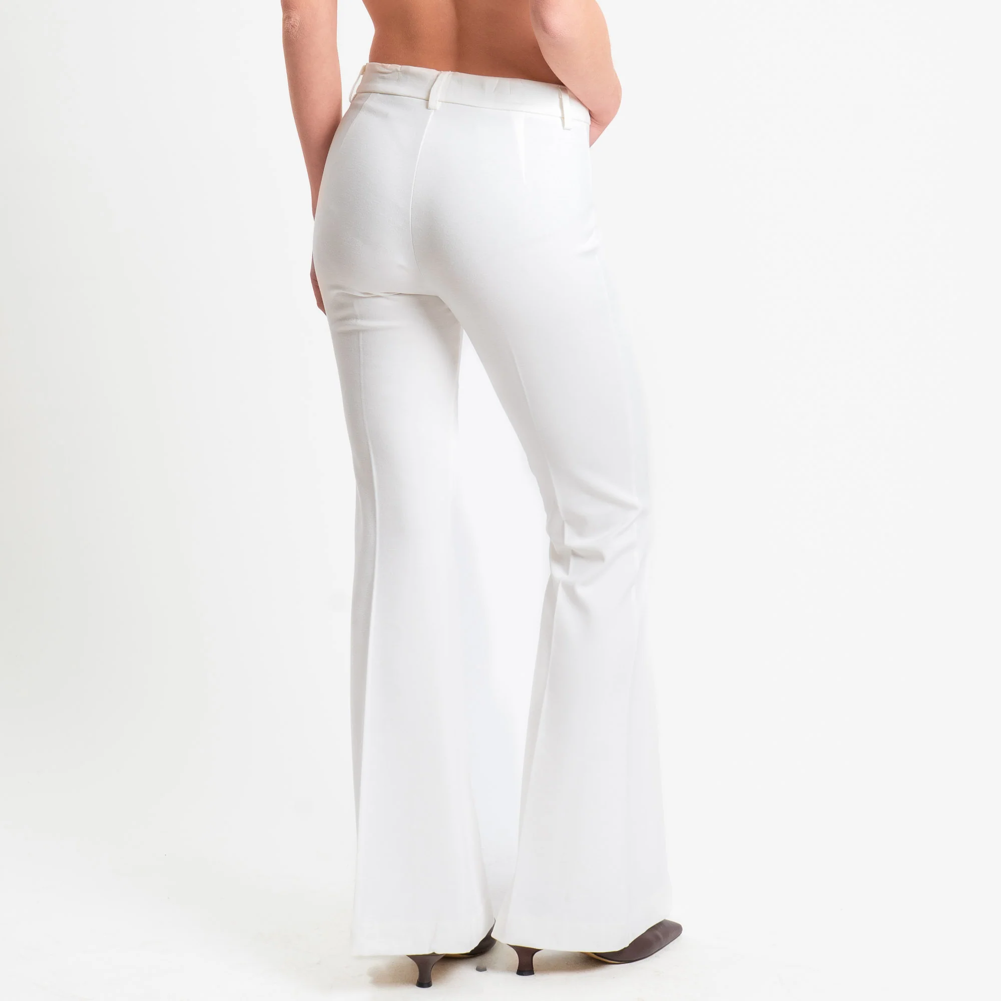 Vicolo-Pantalone bootcut punto milano - panna - Image 6