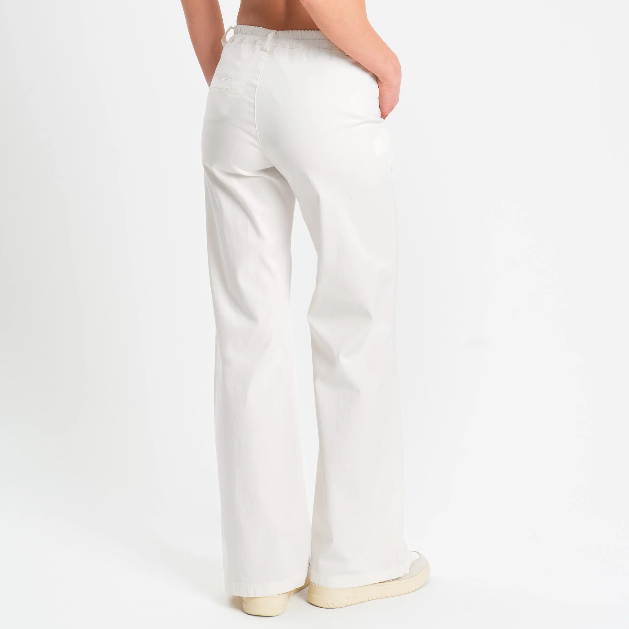 Zeroassoluto-Pantalone LILLY palazzo cotone elasticizzato - bianco - Image 6