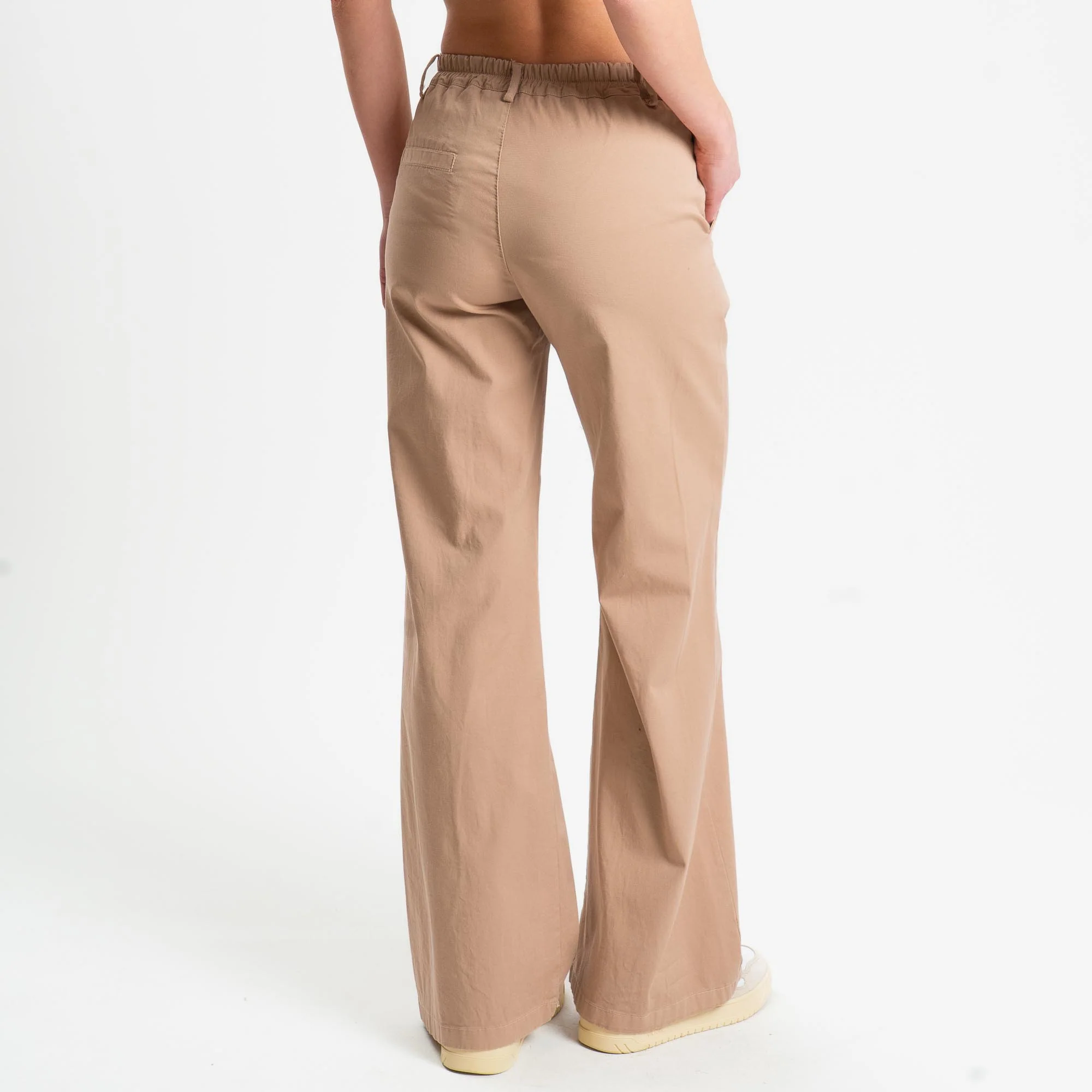 Zeroassoluto-Pantalone LILLY palazzo cotone elasticizzato - biscotto - Image 4