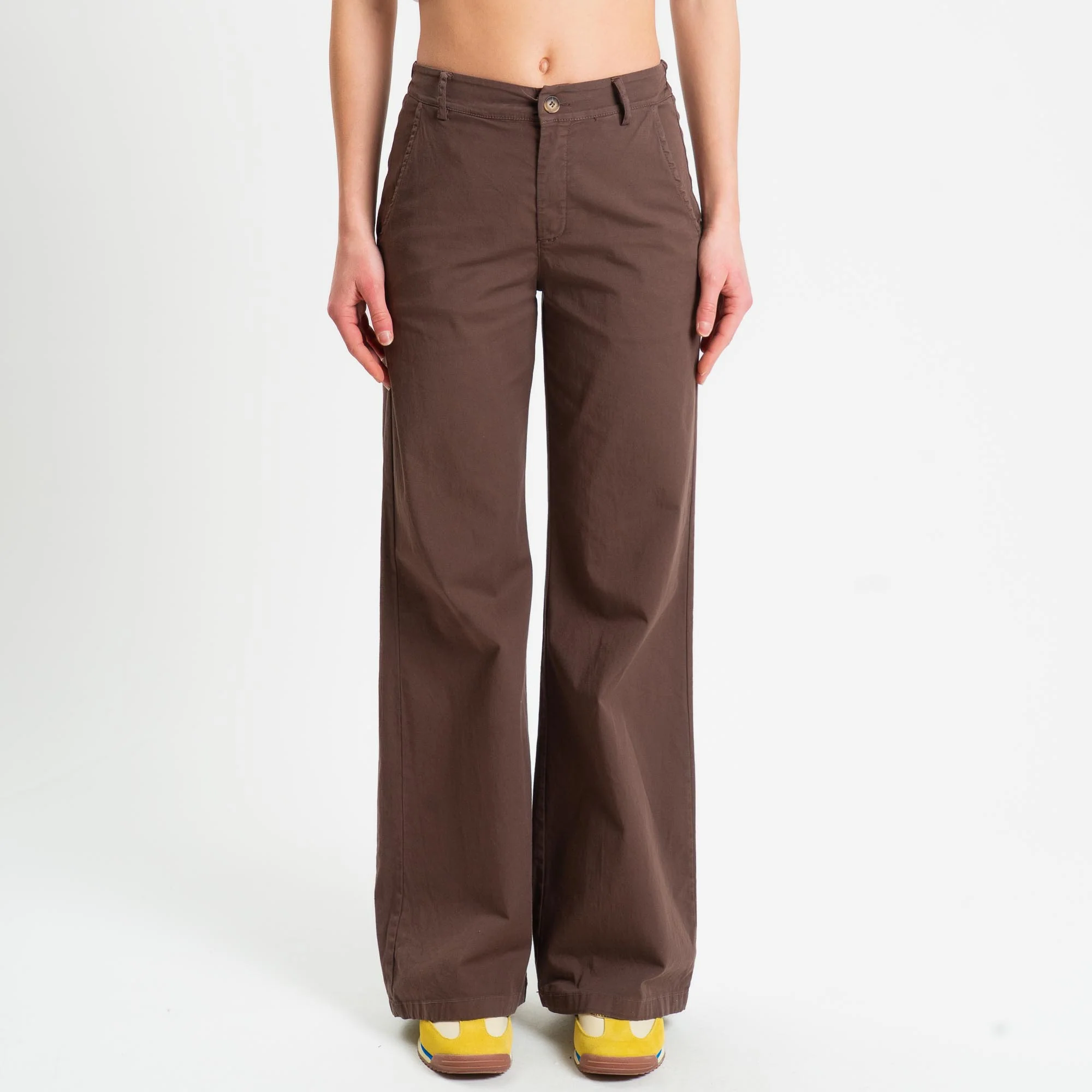 Zeroassoluto-Pantalone LILLY palazzo cotone elasticizzato - choco - Image 3