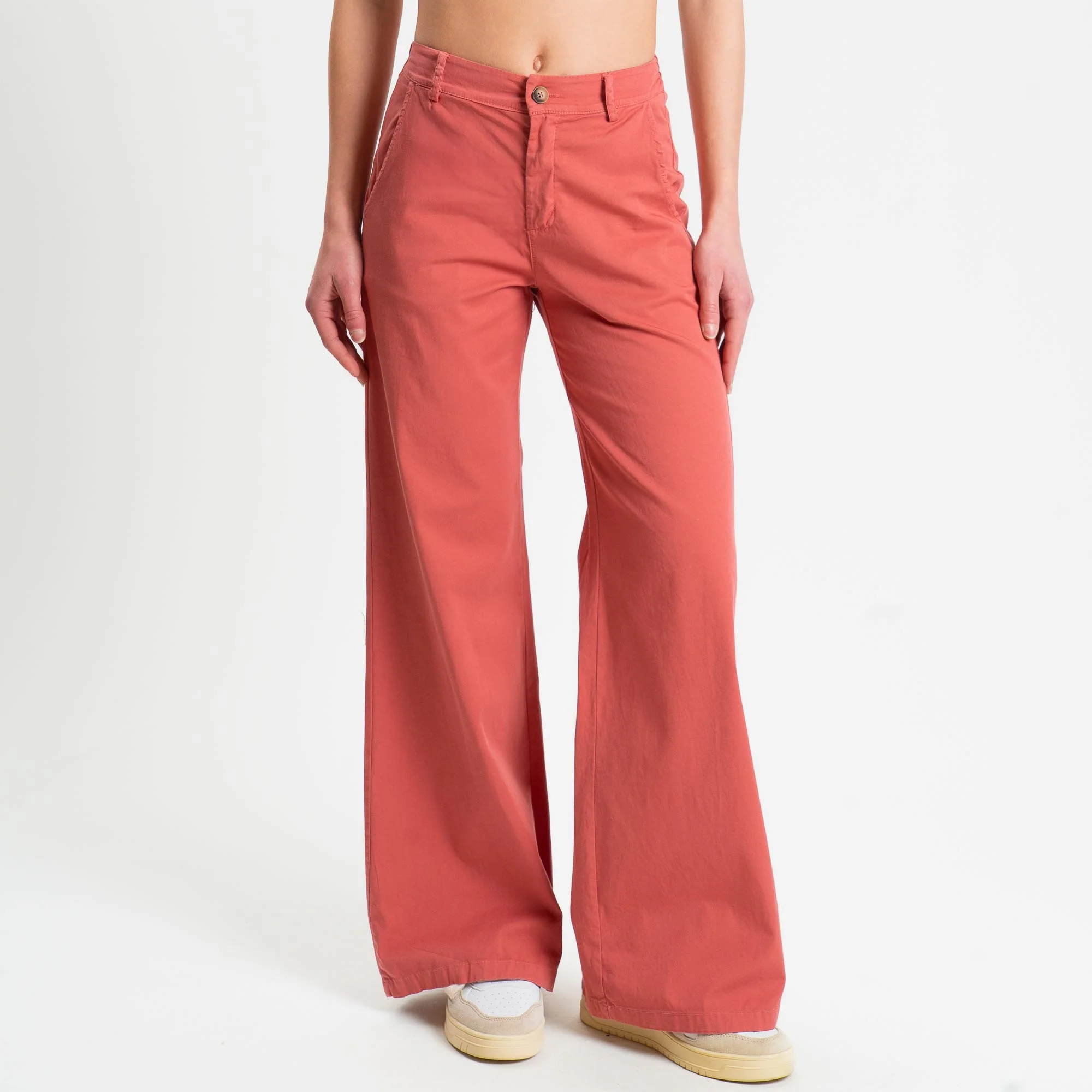 Zeroassoluto-Pantalone LILLY palazzo cotone elasticizzato - lipstick - Image 2
