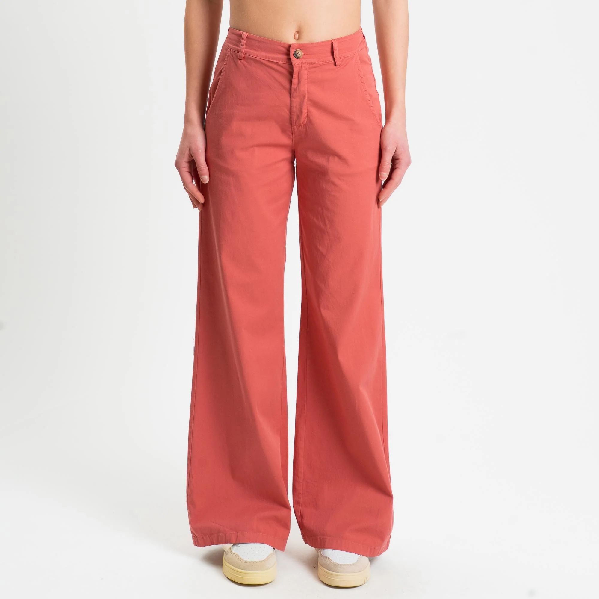 Zeroassoluto-Pantalone LILLY palazzo cotone elasticizzato - lipstick - Image 3