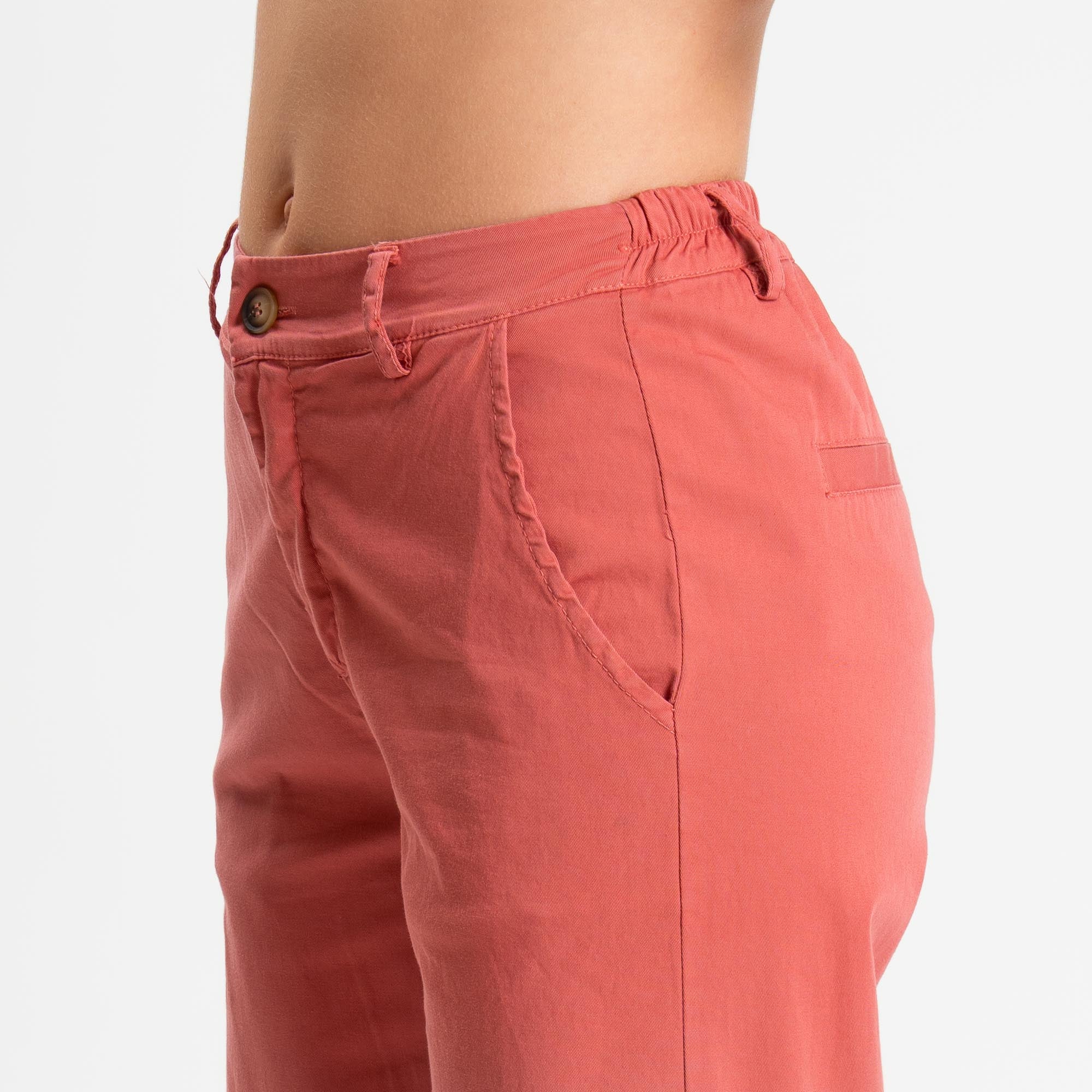 Zeroassoluto-Pantalone LILLY palazzo cotone elasticizzato - lipstick - Image 5