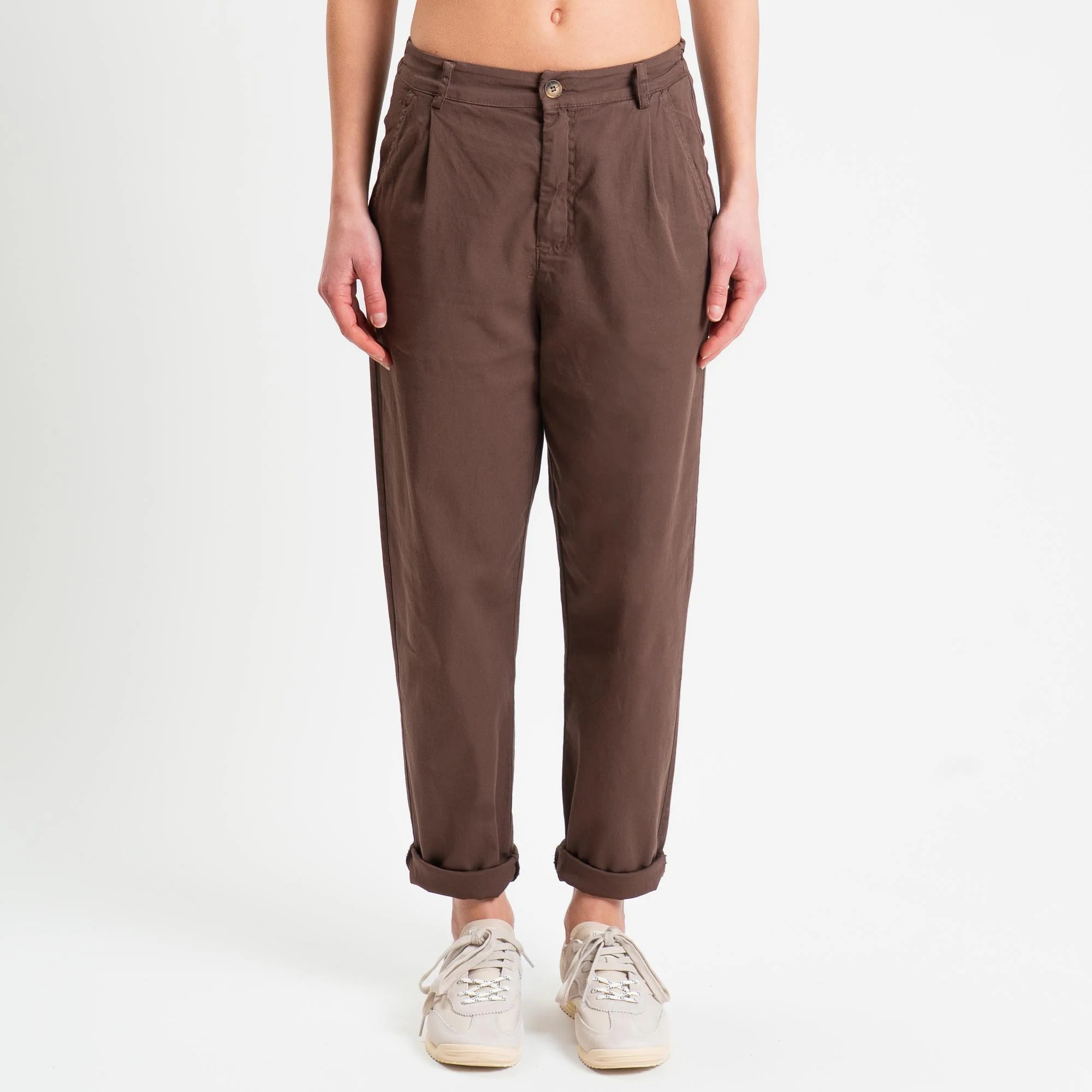Zeroassoluto-Pantalone LOLA elastico dietro cotone elasticizzato - choco - Image 3