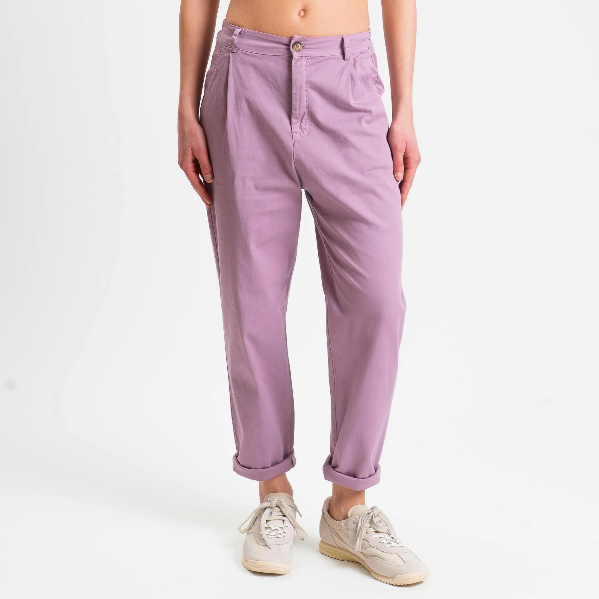 Zeroassoluto-Pantalone LOLA elastico dietro cotone elasticizzato - mauve - Image 2