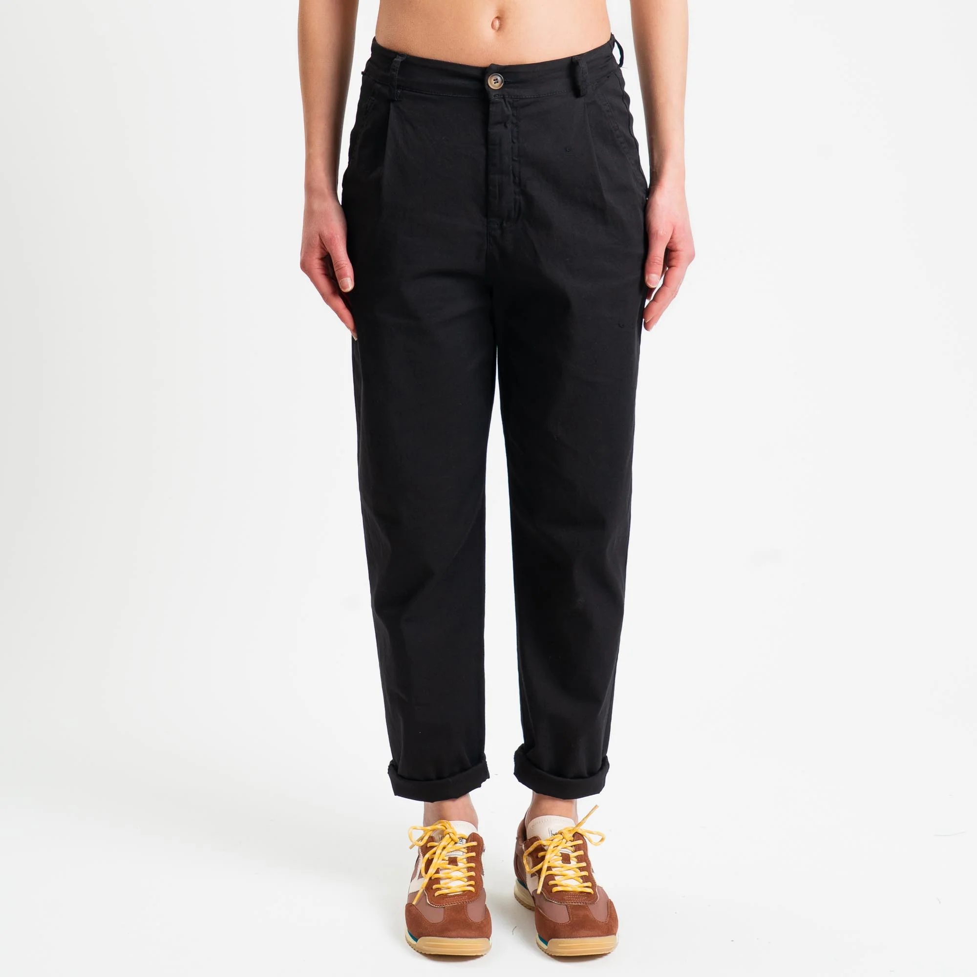 Zeroassoluto-Pantalone LOLA elastico dietro cotone elasticizzato - Nero - Image 3