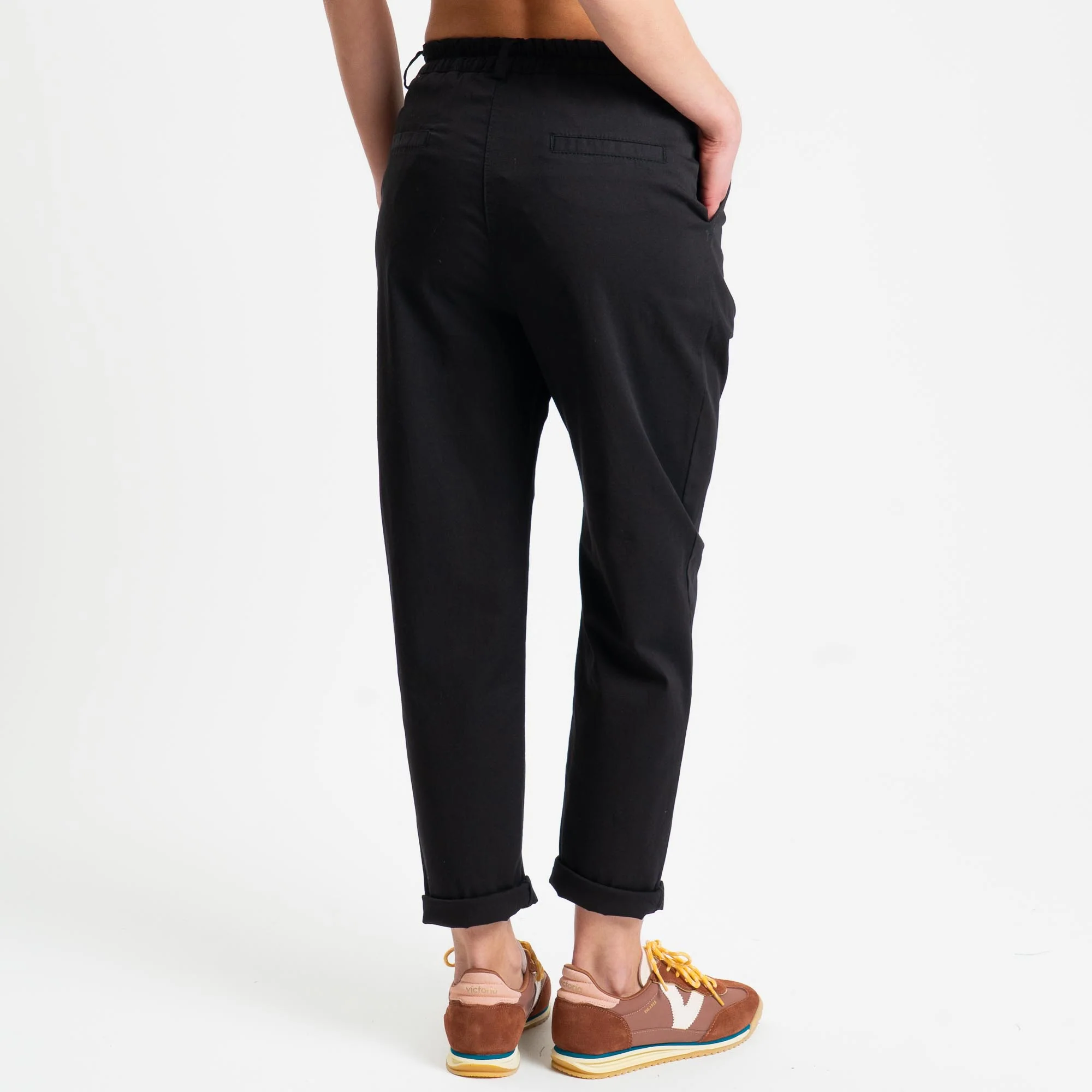 Zeroassoluto-Pantalone LOLA elastico dietro cotone elasticizzato - Nero - Image 4