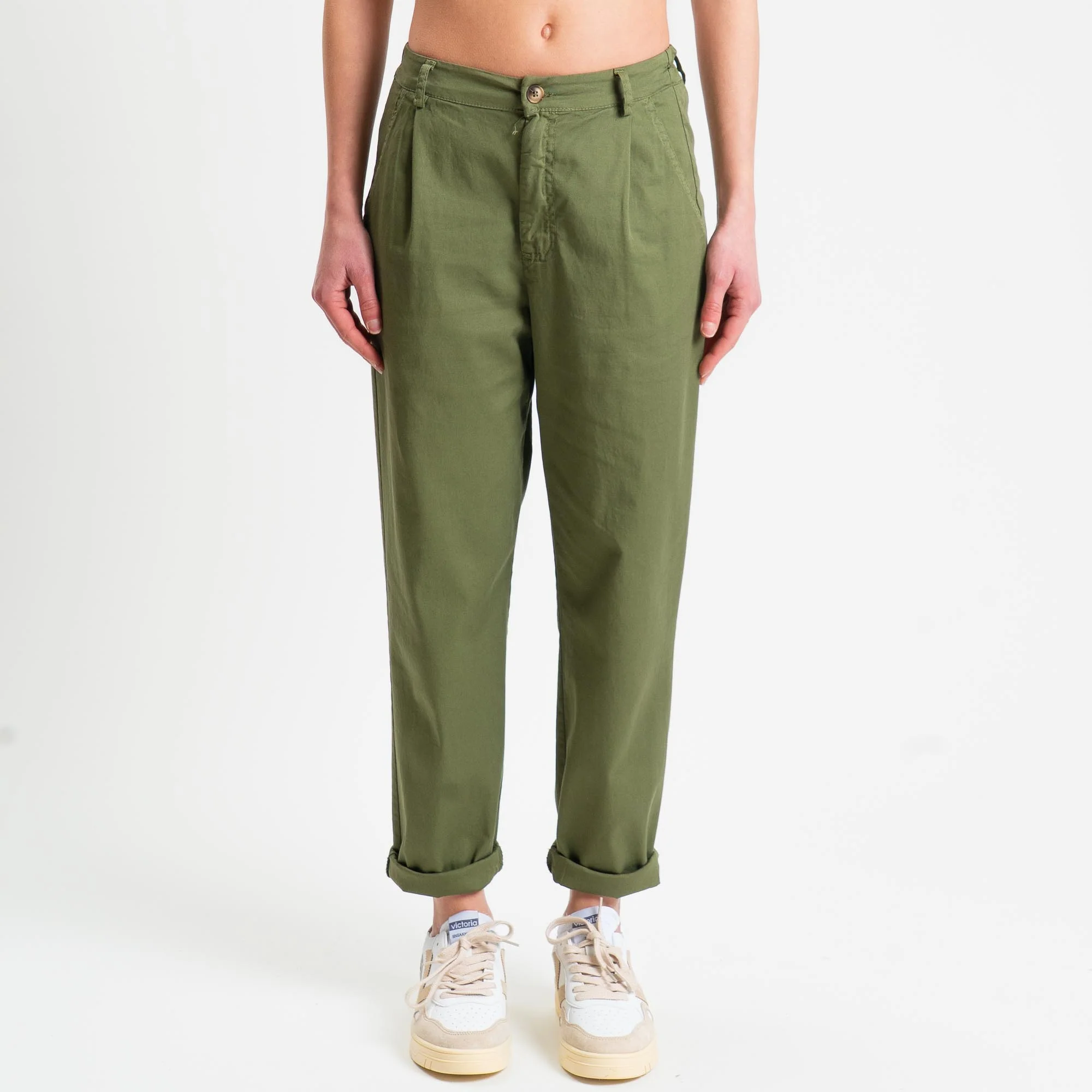 Zeroassoluto-Pantalone LOLA elastico dietro cotone elasticizzato - olive - Image 3