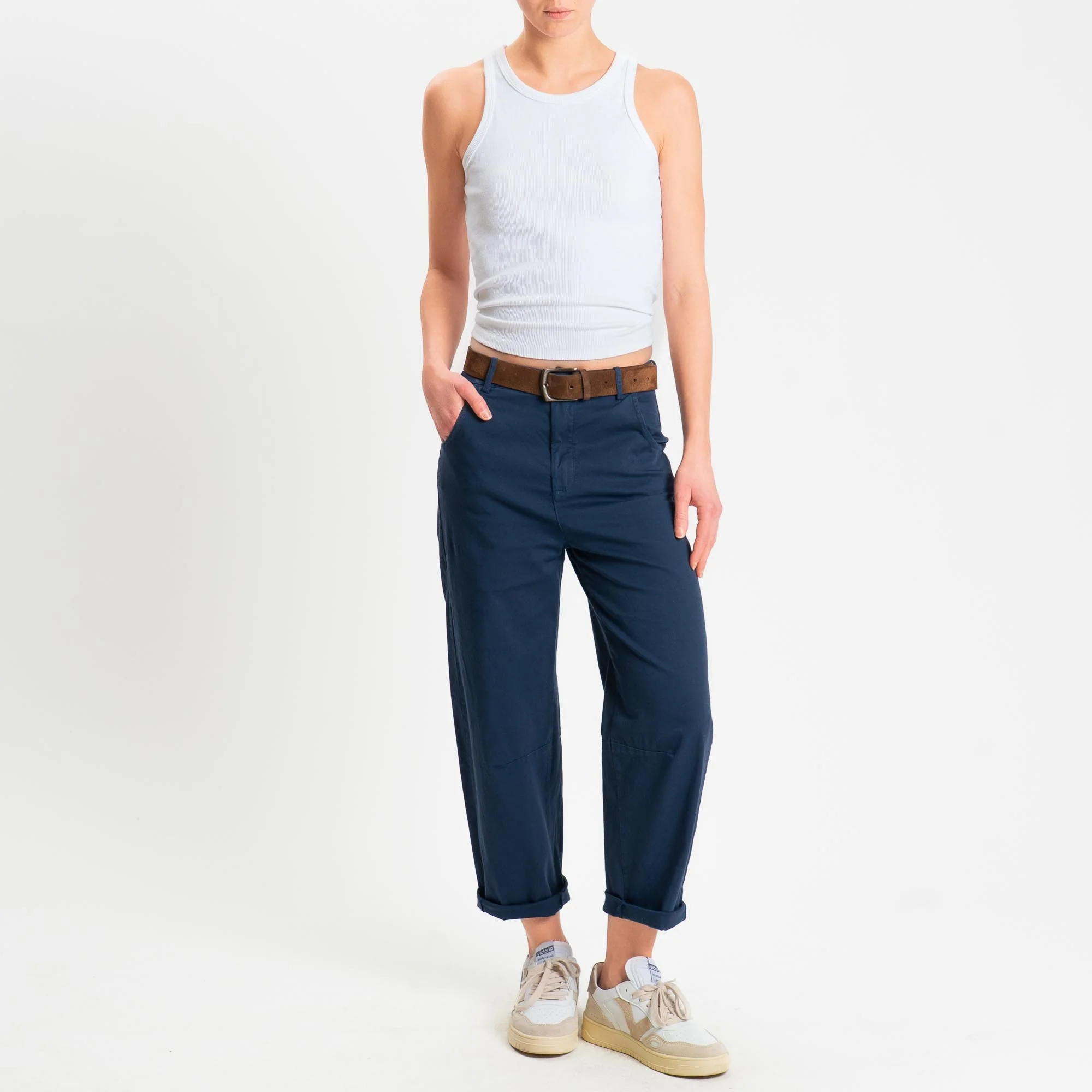 Zeroassoluto-Pantalone LIZ barrel cotone elasticizzato - blu