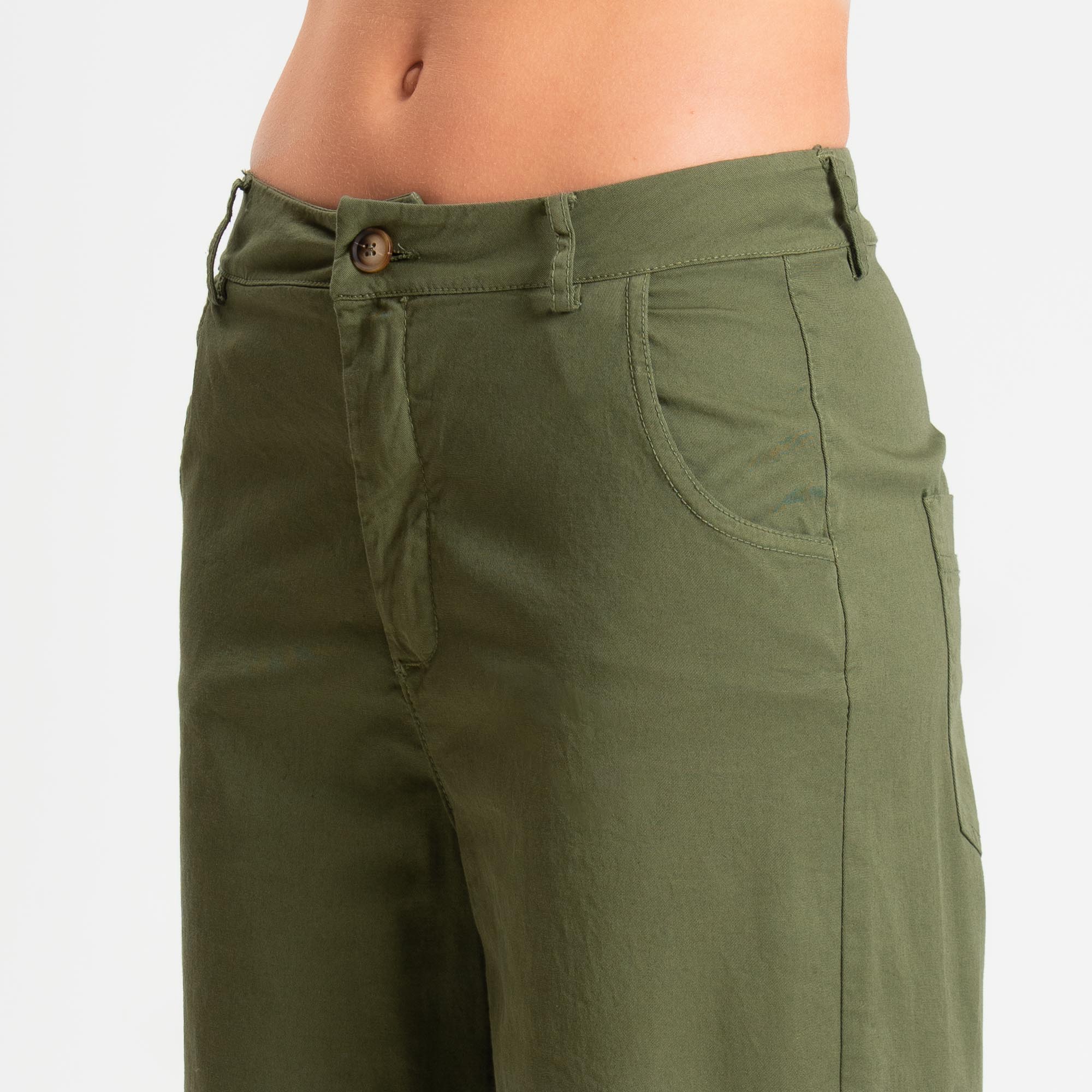 Zeroassoluto-Pantalone LIZ barrel cotone elasticizzato - olive - Image 4