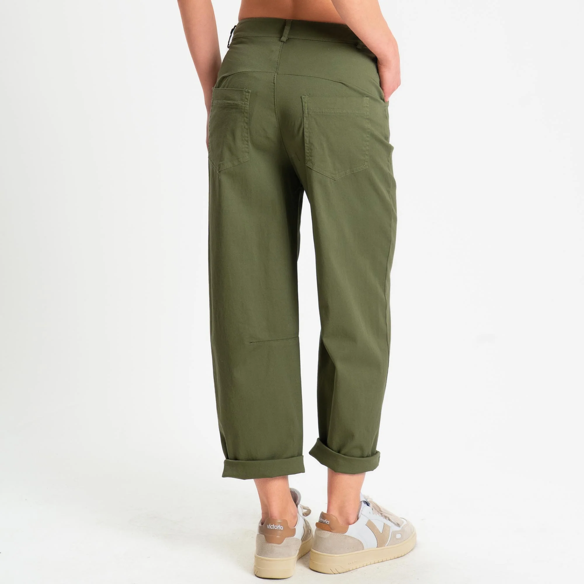 Zeroassoluto-Pantalone LIZ barrel cotone elasticizzato - olive - Image 5