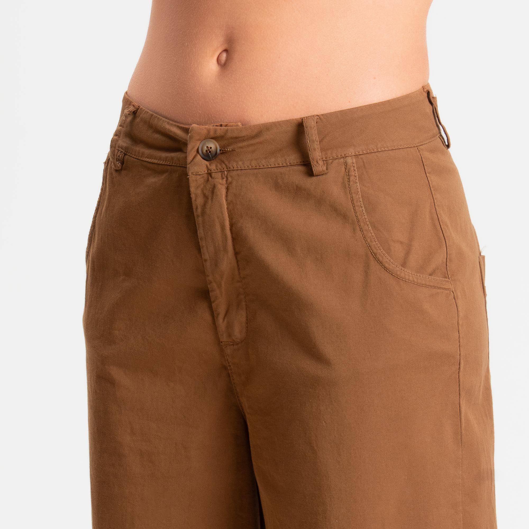 Zeroassoluto-Pantalone LIZ barrel cotone elasticizzato - sughero - Image 4