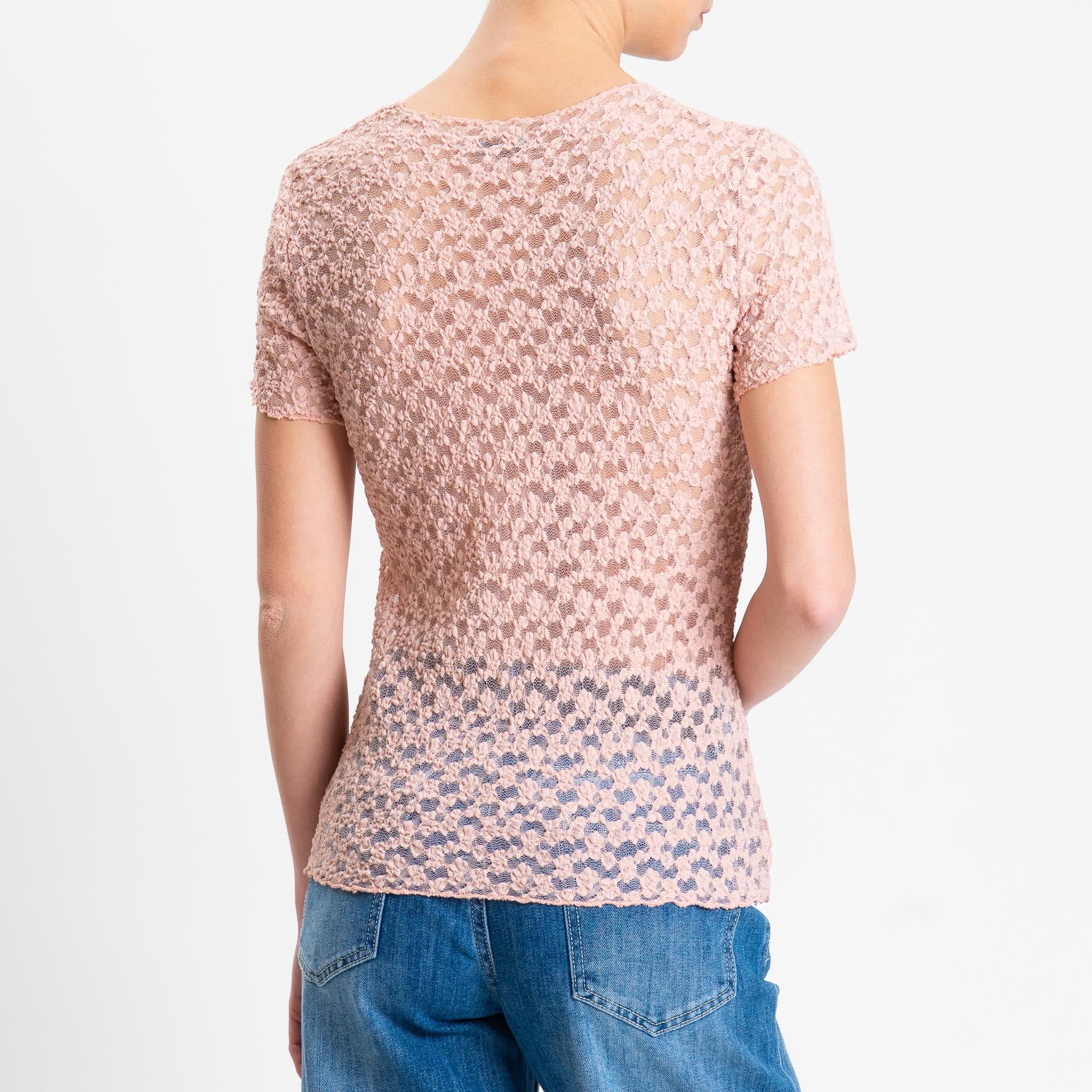 Zeroassoluto-T-shirt in pizzo elasticizzato slim fit - pink - Image 3