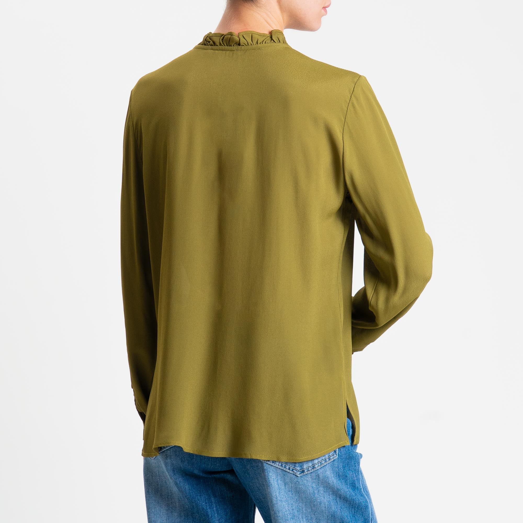 Zeroassoluto- Camicia ALIA georgette con rouches - olive - Image 3