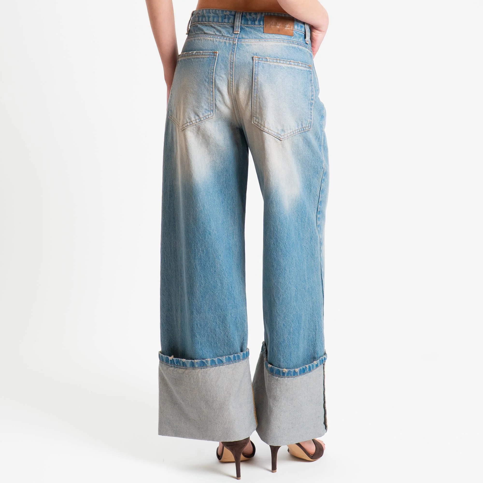 Philia Loft- Jeans wide leg con risvolto - denim lavaggio tè - Image 5