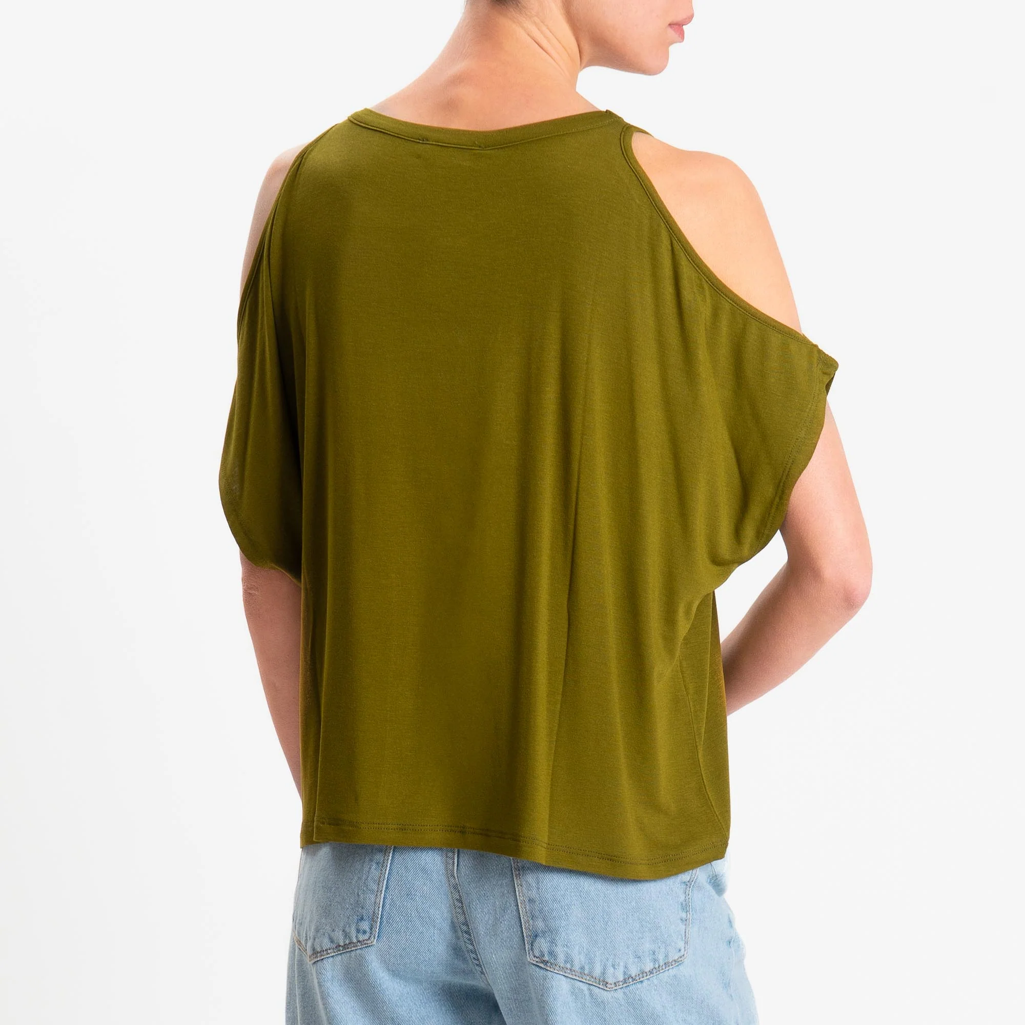 Kontatto- T-shirt cut out in jersey modal - olio - Image 3