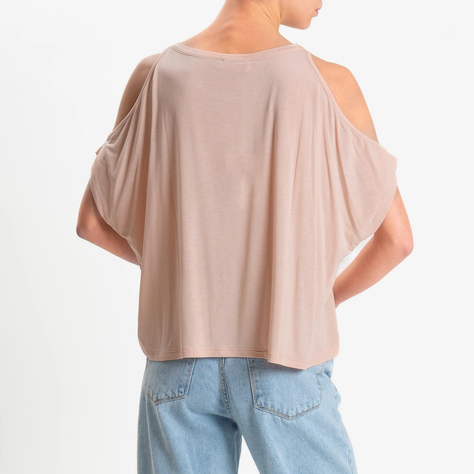 Kontatto- T-shirt cut out in jersey modal- rosa - Image 3