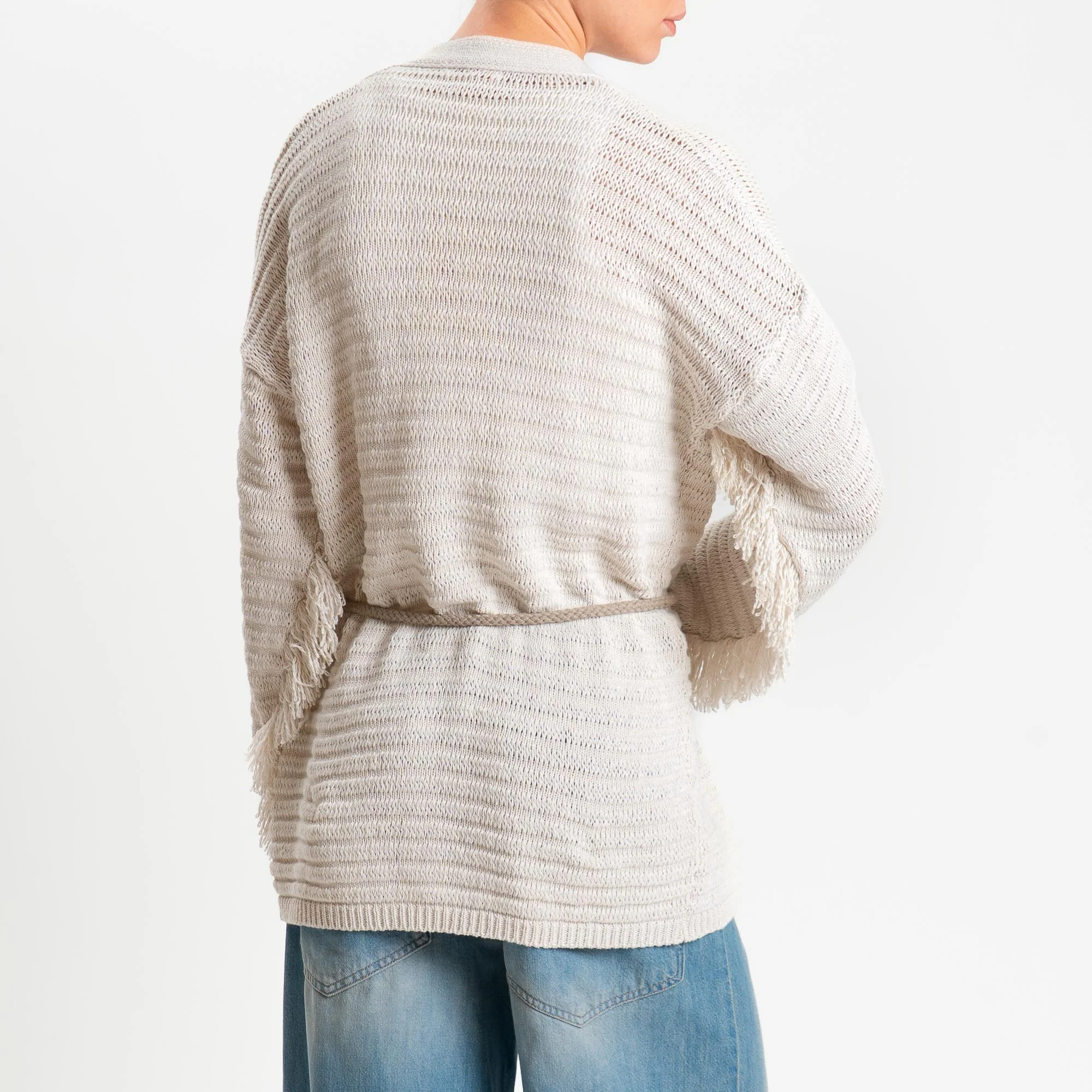 Kontatto- Cardigan con frange - off white - Image 3